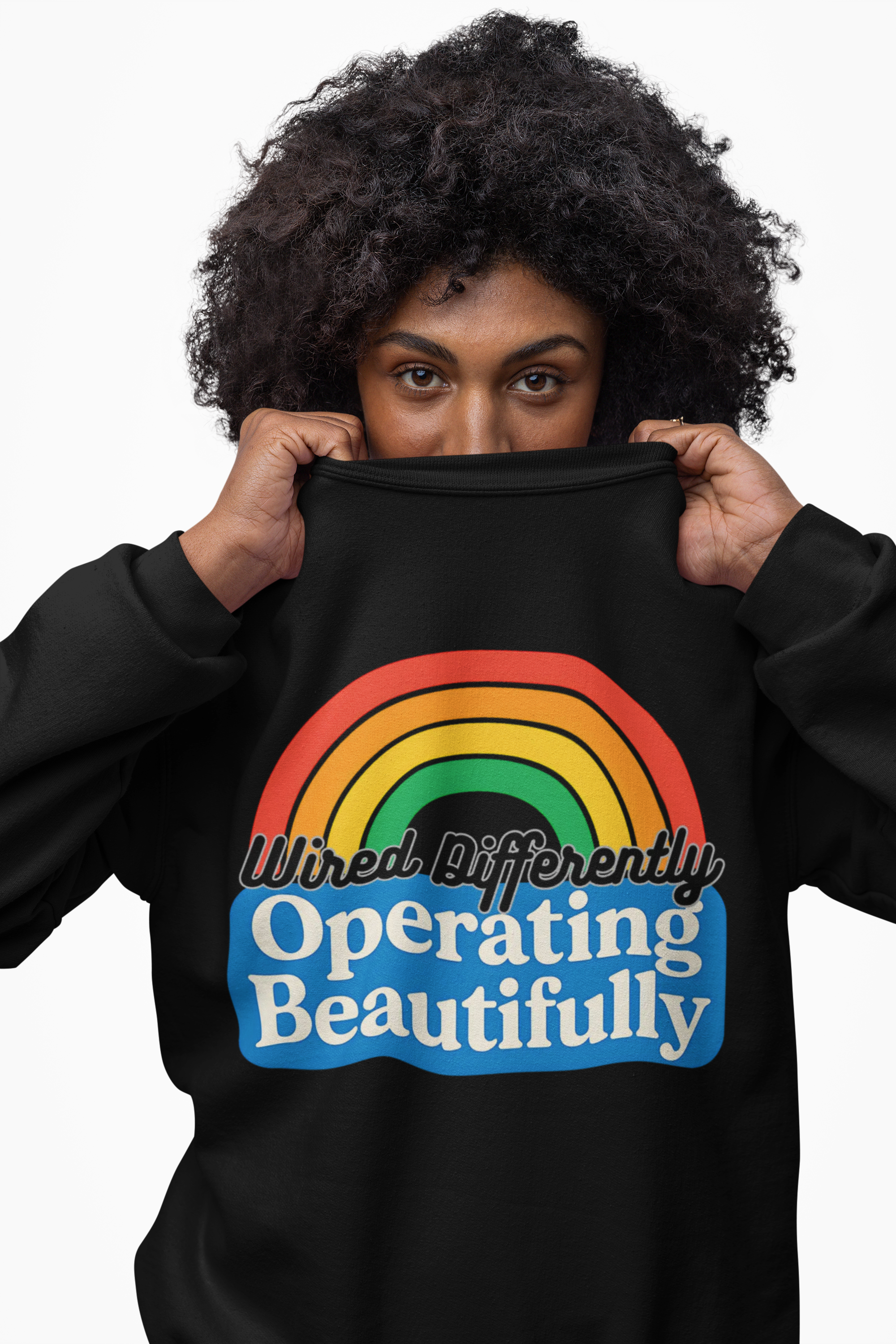 Wired Differently Operating Beautifully Sweatshirt | Rainbow Crewneck product thumbnail image