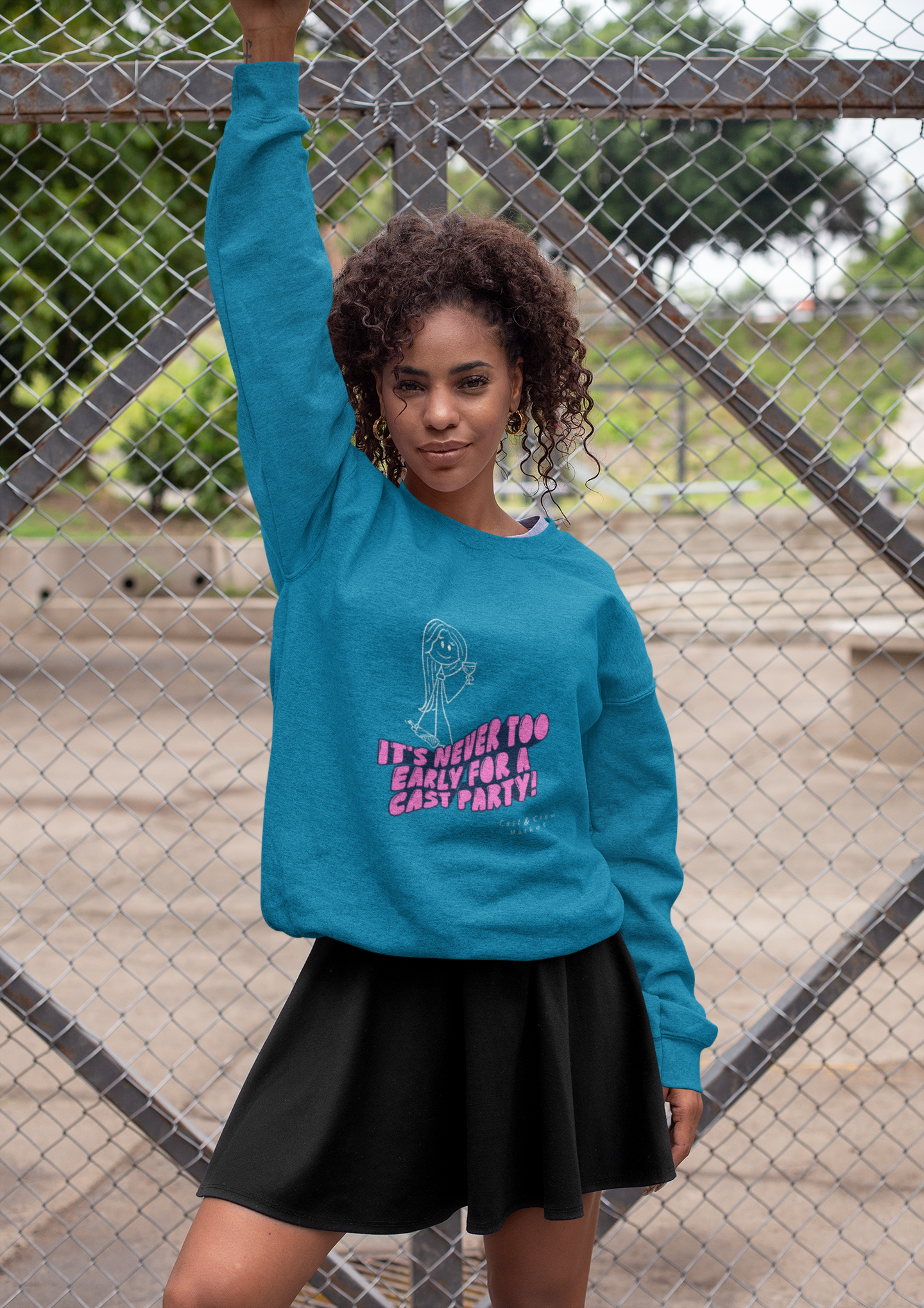 "It's Never Too Early for a Cast Party" Unisex sweatshirt for cast and crew gifts, cast parties, film and theater occupation gifts "It's Never Too Early for a Cast Party" Unisex sweatshirt for cast and crew gifts, cast parties, film and theater occupation gifts