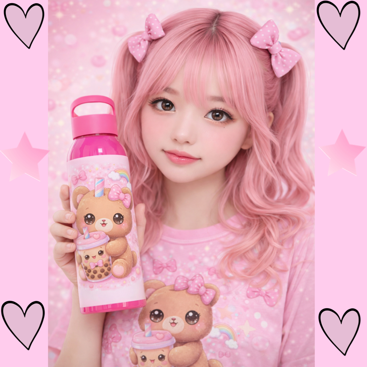 Kawaii Bear Boba water bottle 