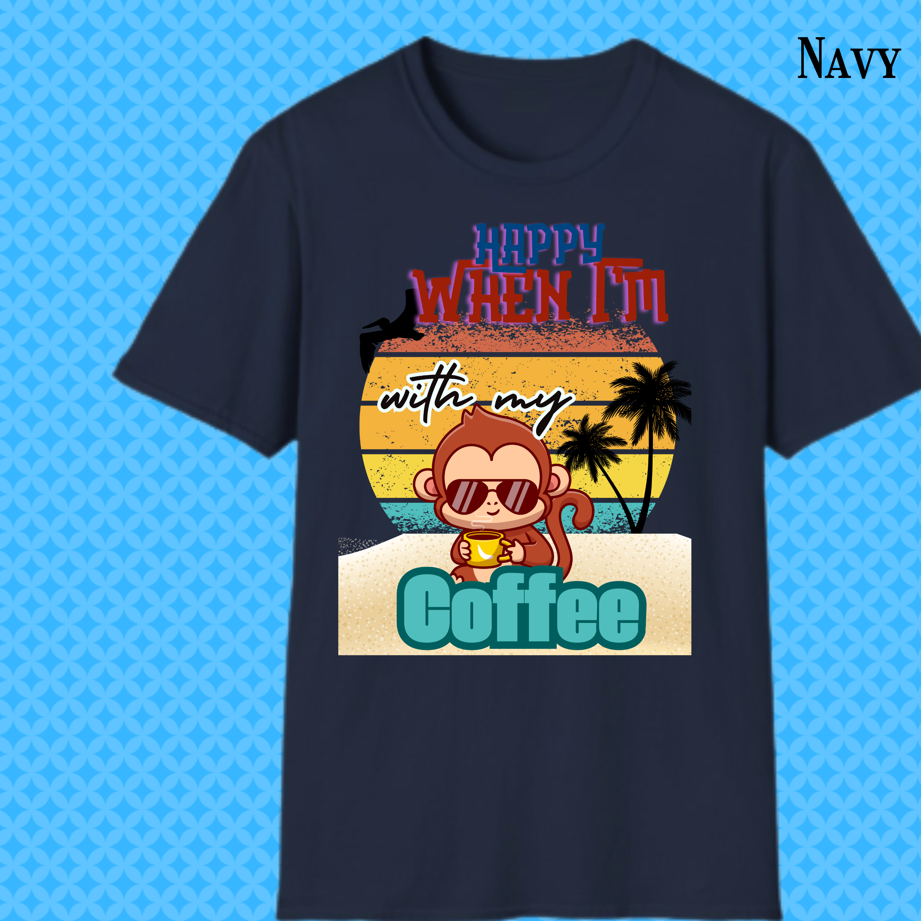 Funny Monkey Coffee T-Shirt — Cute Coffee Lover Tee product thumbnail image Funny Monkey Coffee T-Shirt — Cute Coffee Lover Tee product thumbnail image