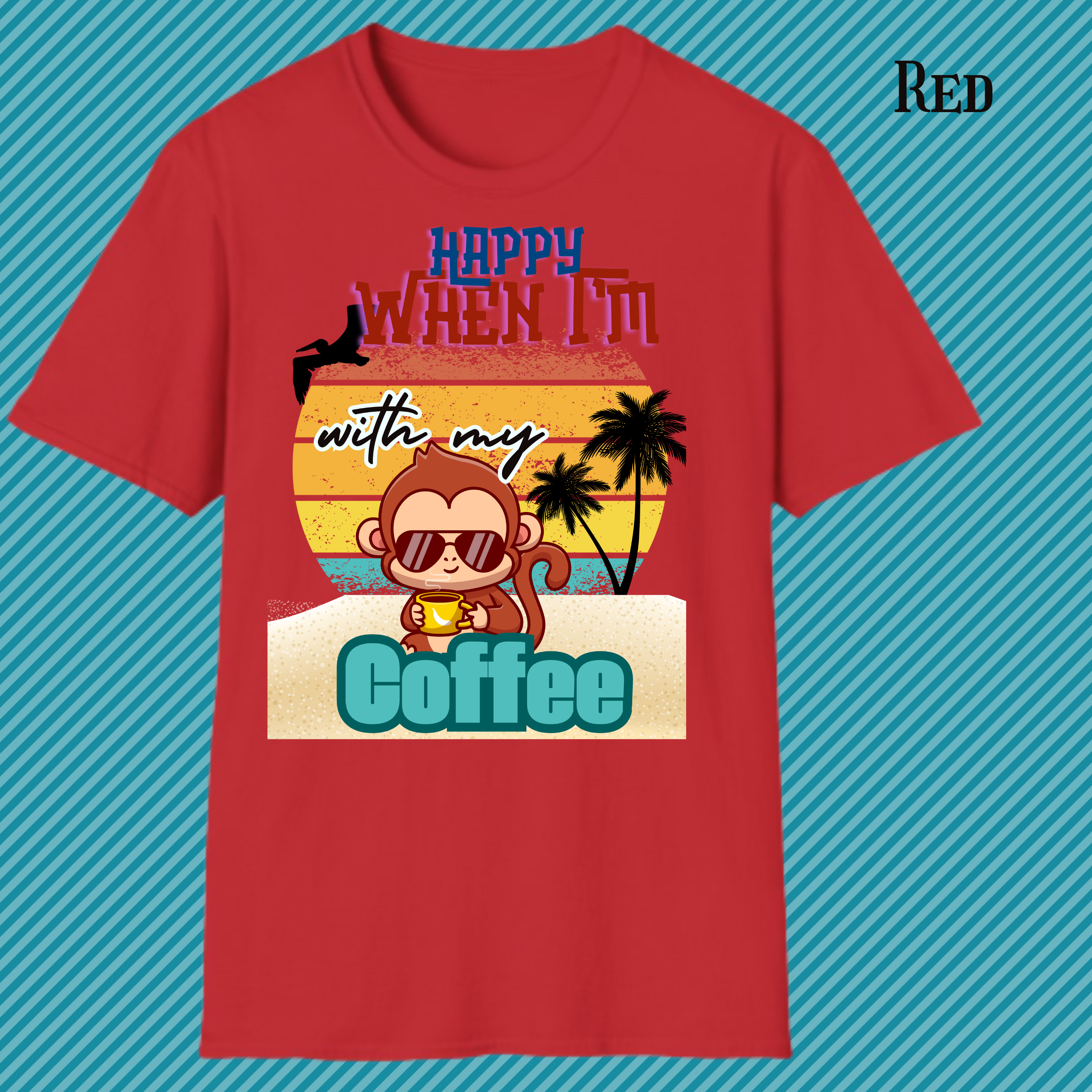 Funny Monkey Coffee T-Shirt — Cute Coffee Lover Tee product thumbnail image