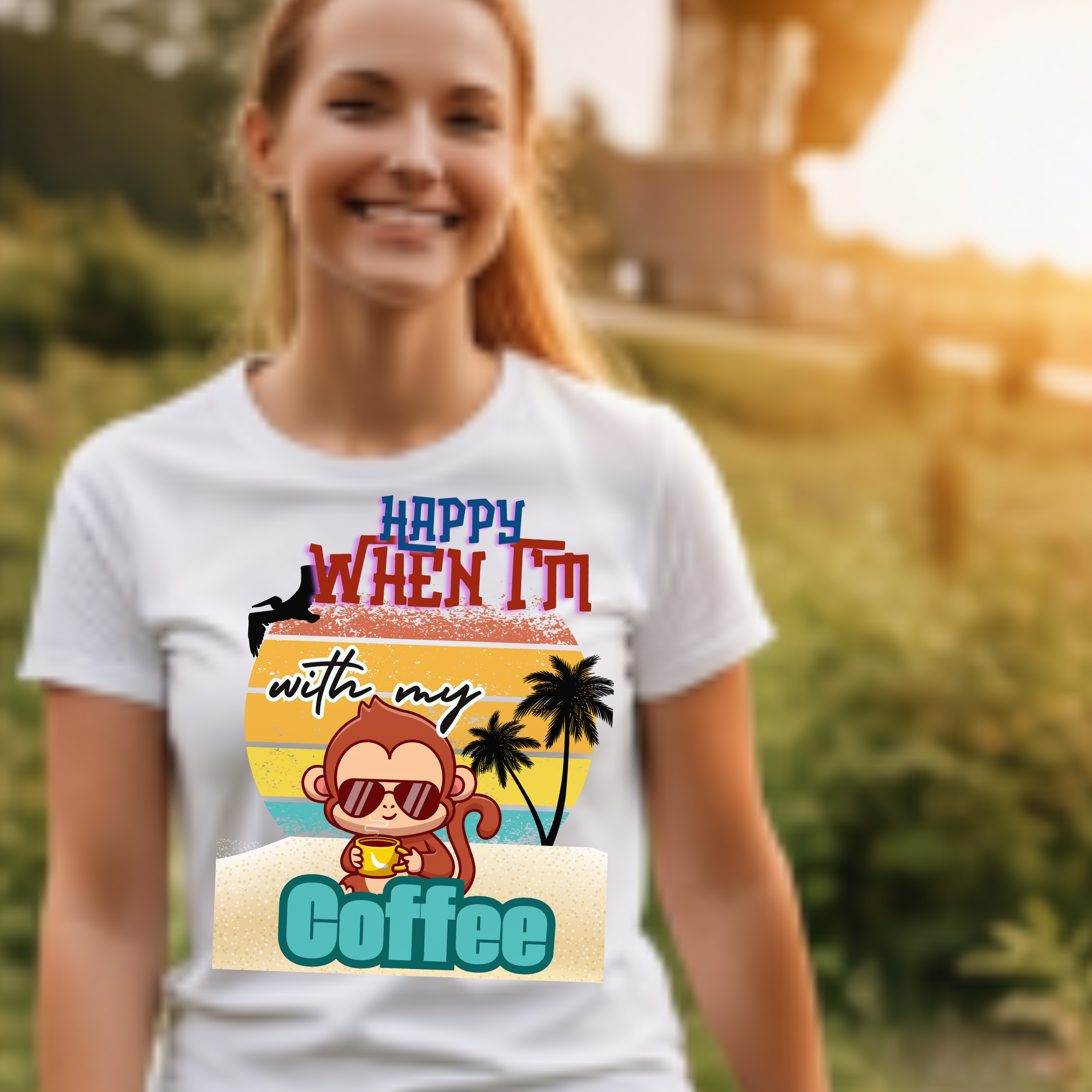 Funny Monkey Coffee T-Shirt — Cute Coffee Lover Tee product thumbnail image