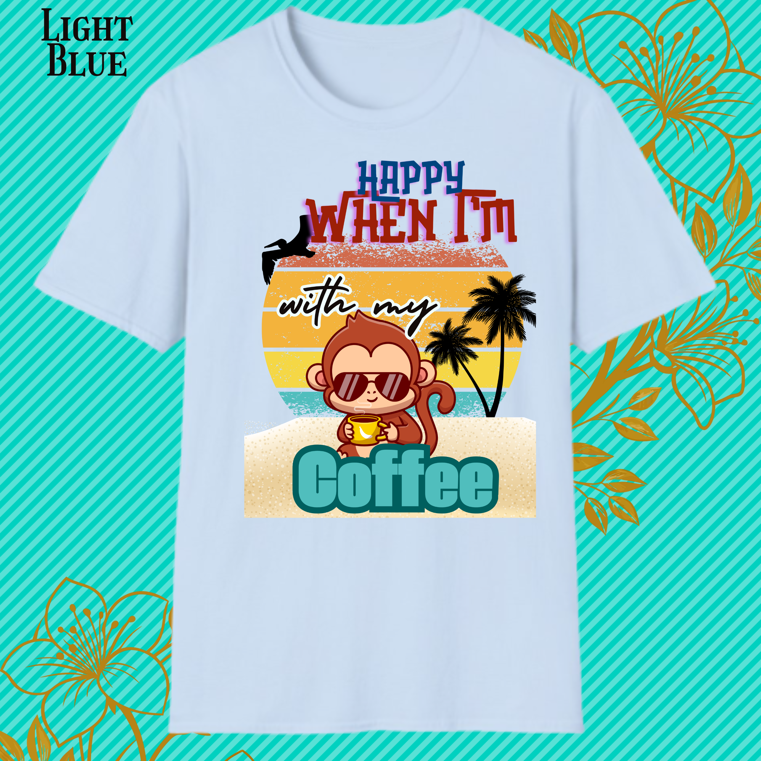 Funny Monkey Coffee T-Shirt — Cute Coffee Lover Tee product thumbnail image Funny Monkey Coffee T-Shirt — Cute Coffee Lover Tee product thumbnail image