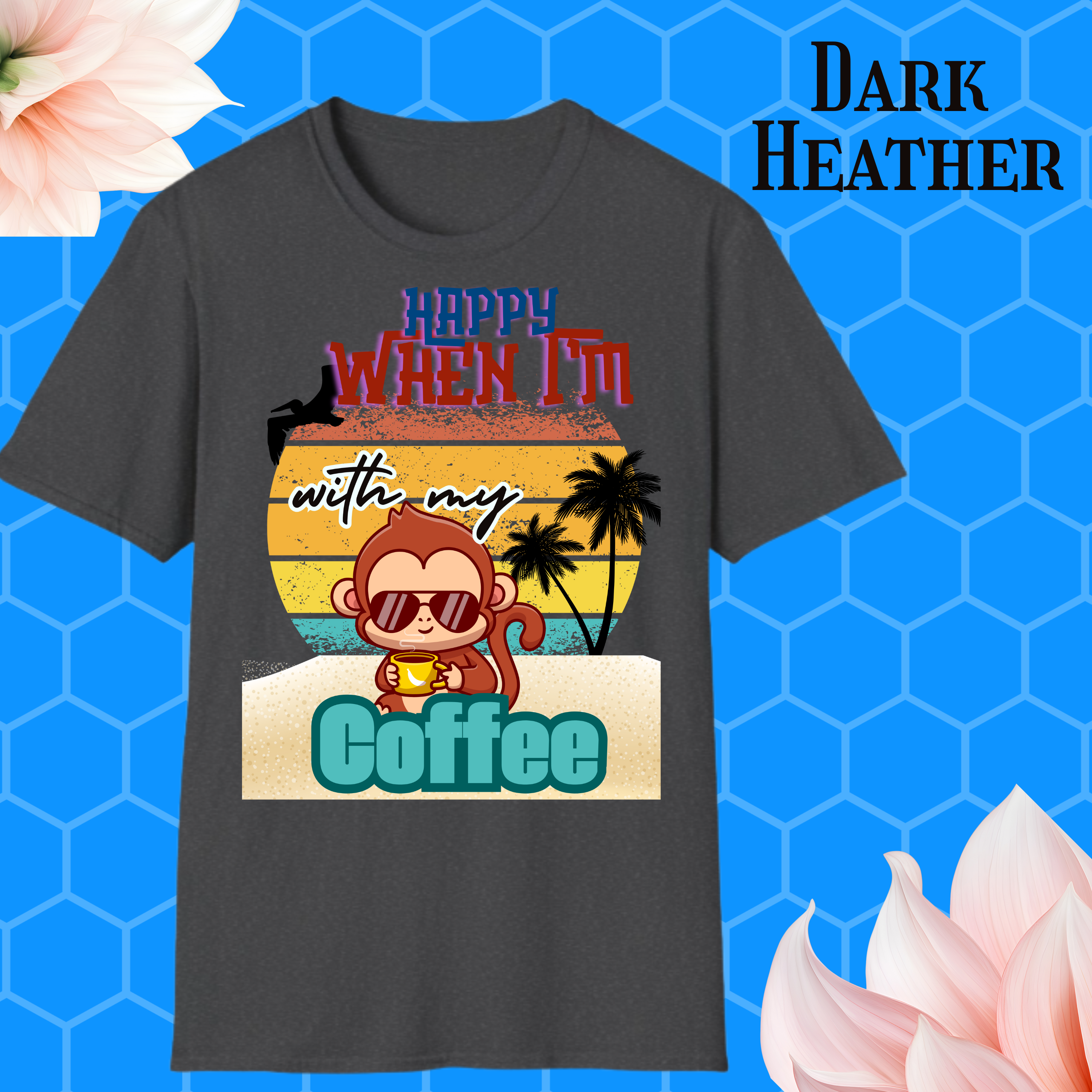 Funny Monkey Coffee T-Shirt — Cute Coffee Lover Tee product thumbnail image Funny Monkey Coffee T-Shirt — Cute Coffee Lover Tee product thumbnail image