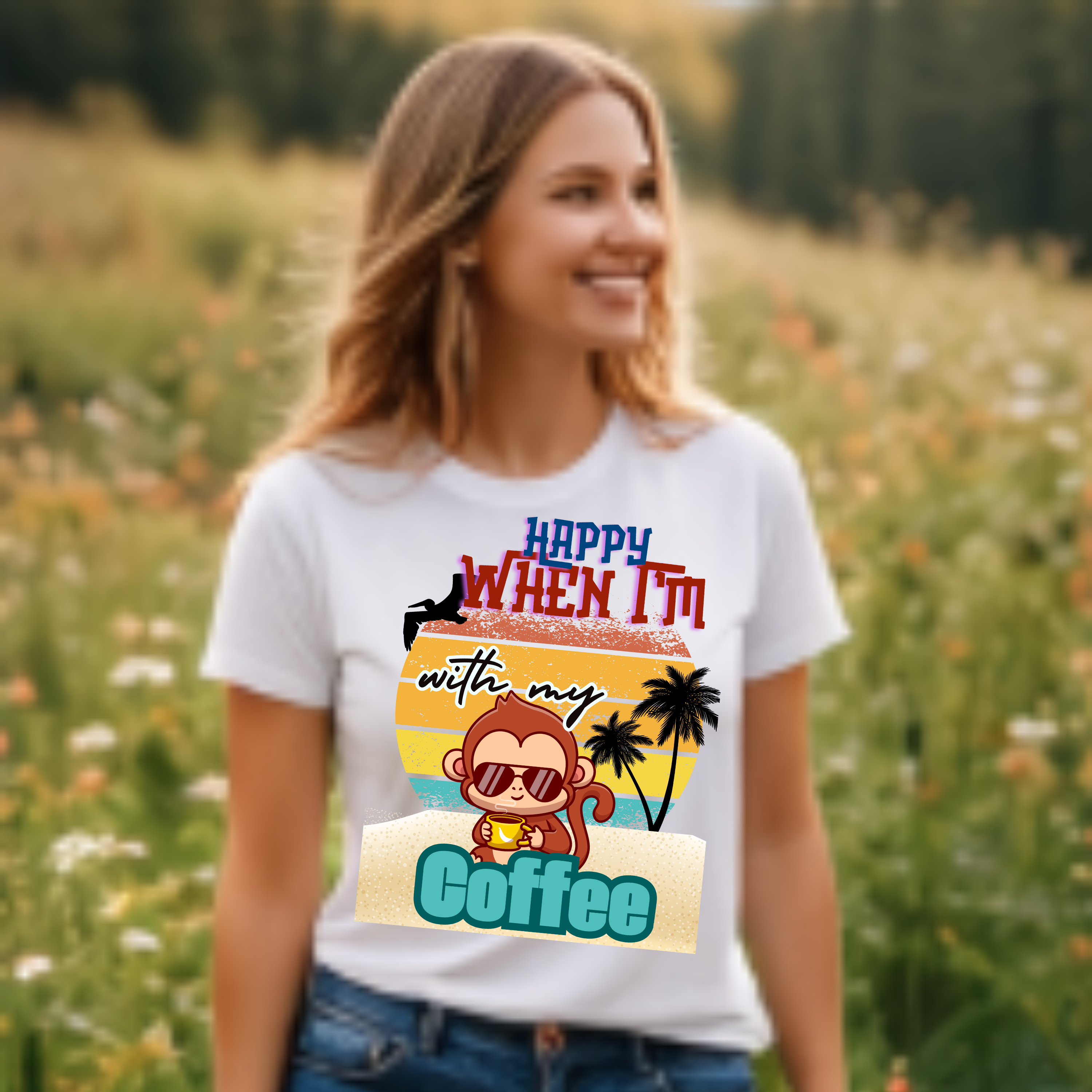 Funny Monkey Coffee T-Shirt — Cute Coffee Lover Tee product thumbnail image