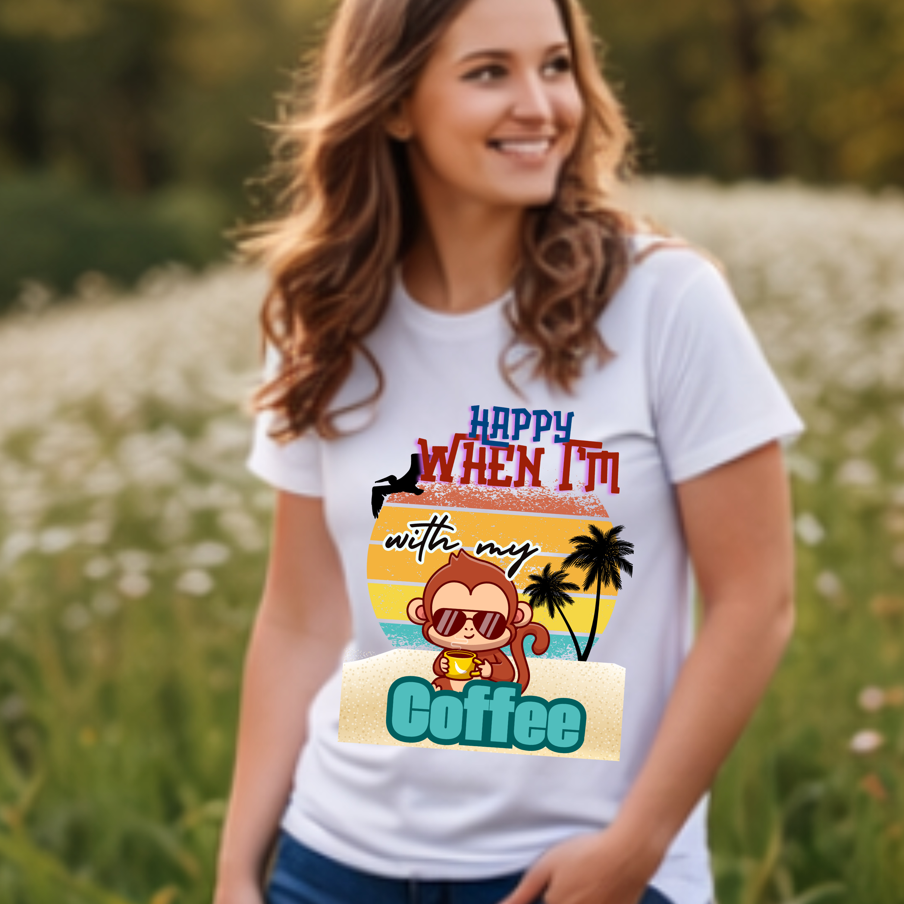 Funny Monkey Coffee T-Shirt — Cute Coffee Lover Tee product thumbnail image