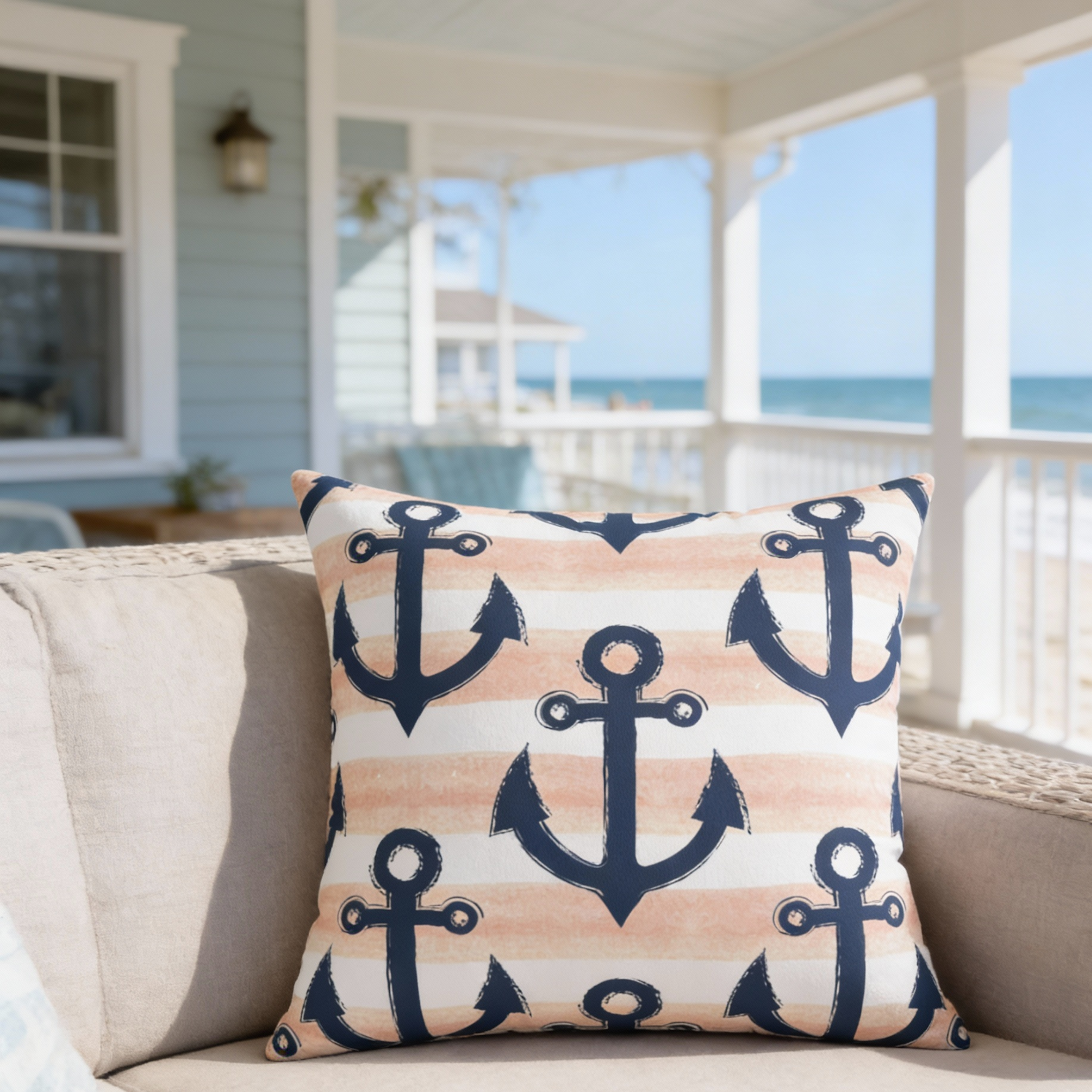 Nautical Anchor Throw Pillow | Coastal Coral & Navy Decor Pillow | Beach House Pillow | Nautical Nursery Accent | Ocean Themed Home Decor product thumbnail image Nautical Anchor Throw Pillow | Coastal Coral & Navy Decor Pillow | Beach House Pillow | Nautical Nursery Accent | Ocean Themed Home Decor product thumbnail image
