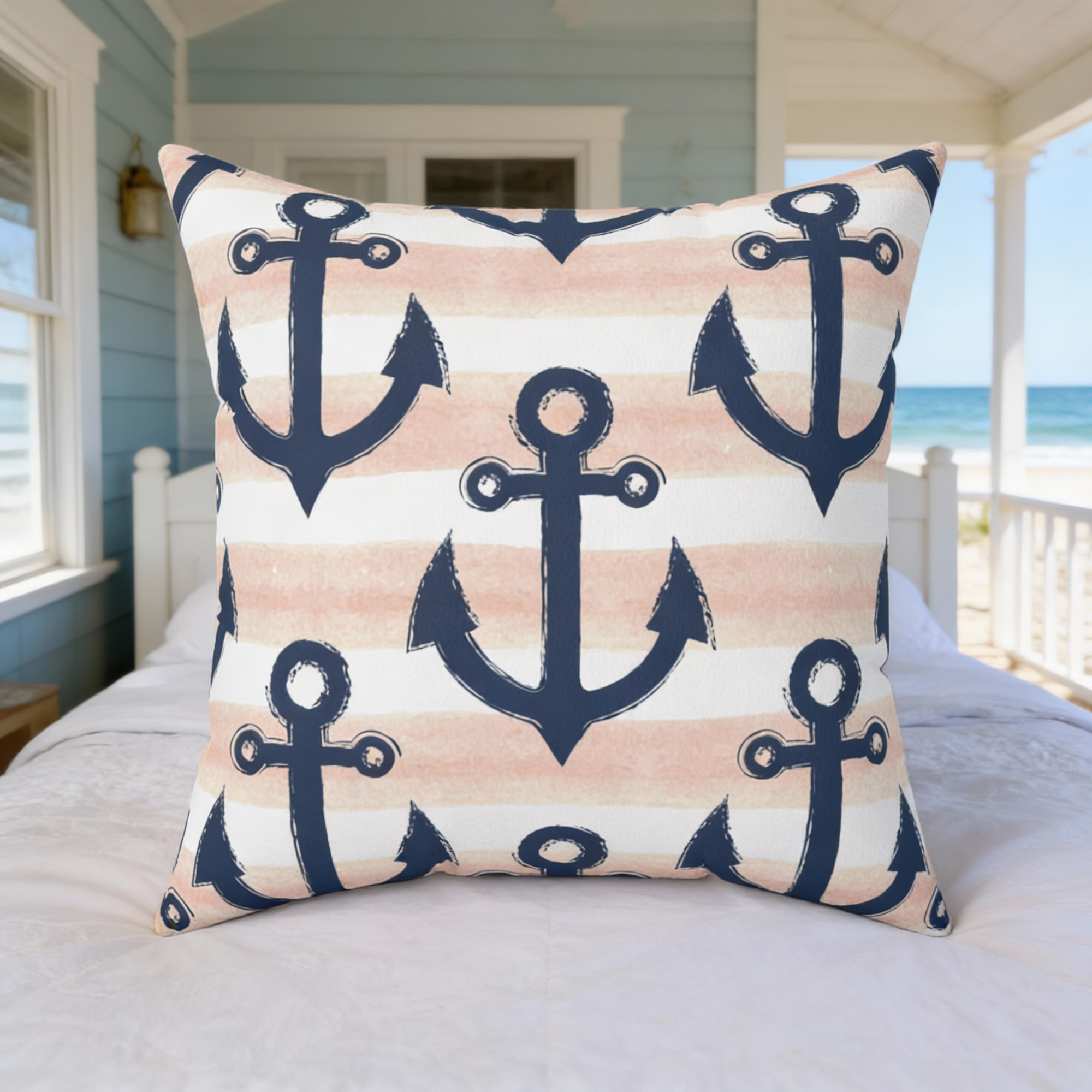 Nautical Anchor Throw Pillow | Coastal Coral & Navy Decor Pillow | Beach House Pillow | Nautical Nursery Accent | Ocean Themed Home Decor product thumbnail image Nautical Anchor Throw Pillow | Coastal Coral & Navy Decor Pillow | Beach House Pillow | Nautical Nursery Accent | Ocean Themed Home Decor product thumbnail image