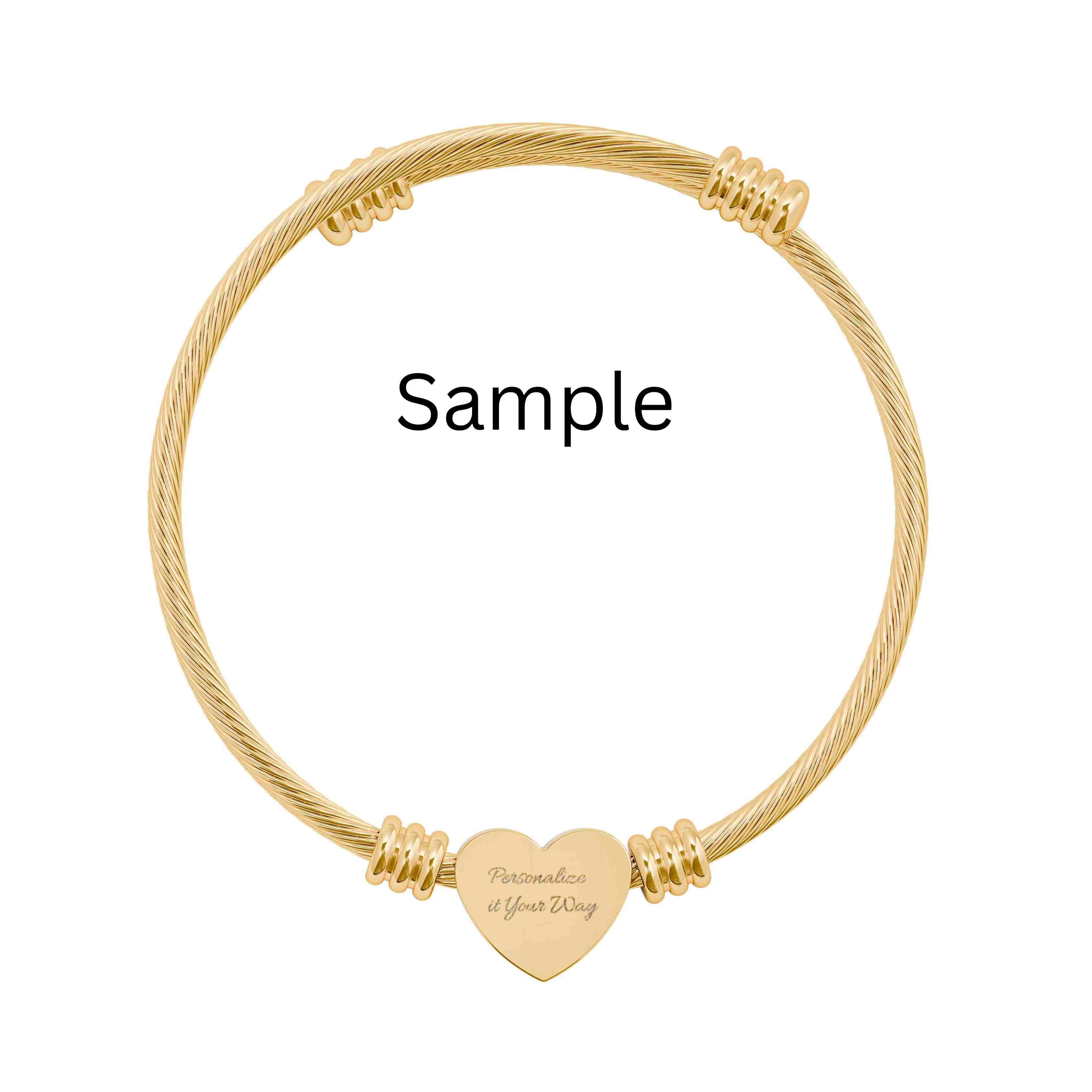 Engravable Heart Cuff Bracelet | The Beloved Collection |  Personalized Silver Wire Bangle for Women product thumbnail image