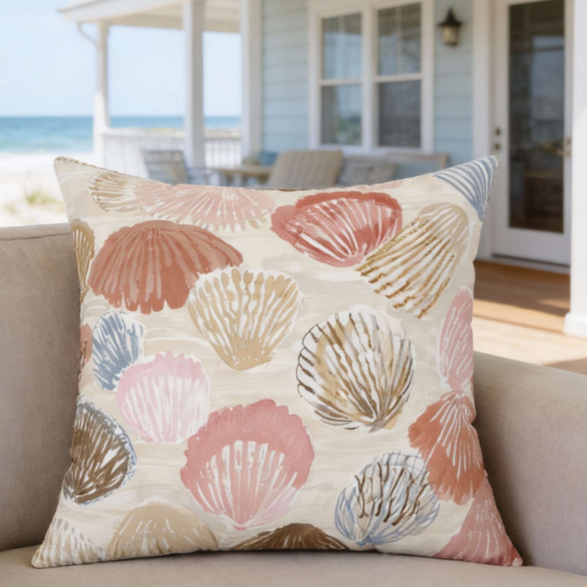 Coastal Seashell Throw Pillow | Beach Cottage Decorative Pillow | Neutral Nautical Home Decor | Ocean Shell Accent Cushion Coastal Seashell Throw Pillow | Beach Cottage Decorative Pillow | Neutral Nautical Home Decor | Ocean Shell Accent Cushion