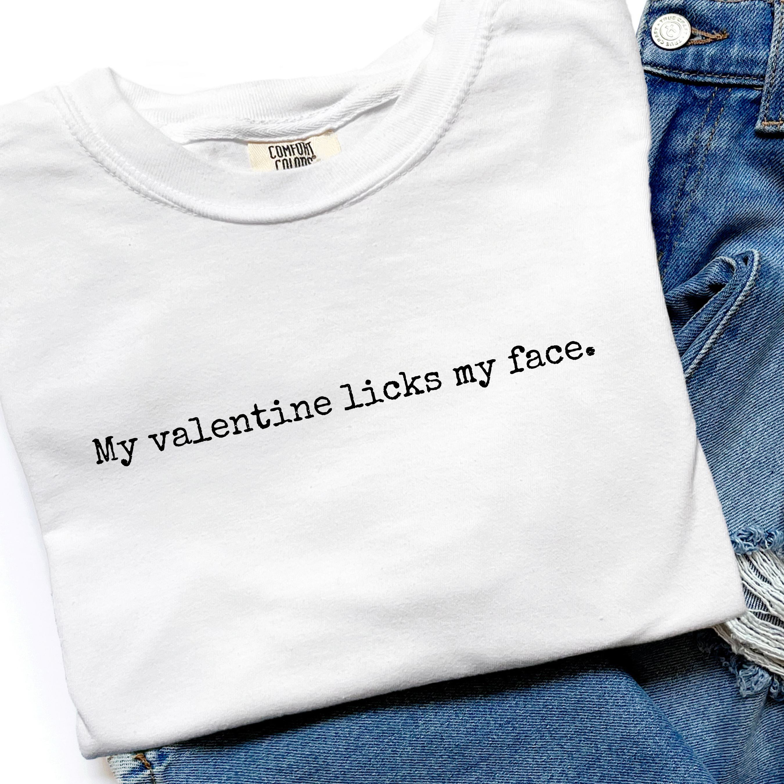 Pet Lover Valentine Shirt Comfort Colors My Valentine Licks My Face Funny Dog Lover Tee Cute Valentines Day Shirt product thumbnail image