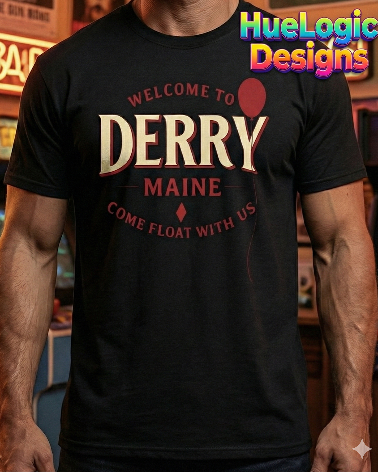 It Welcome To Derry Maine Horror Logo T-Shirt | Red Balloon King Graphic