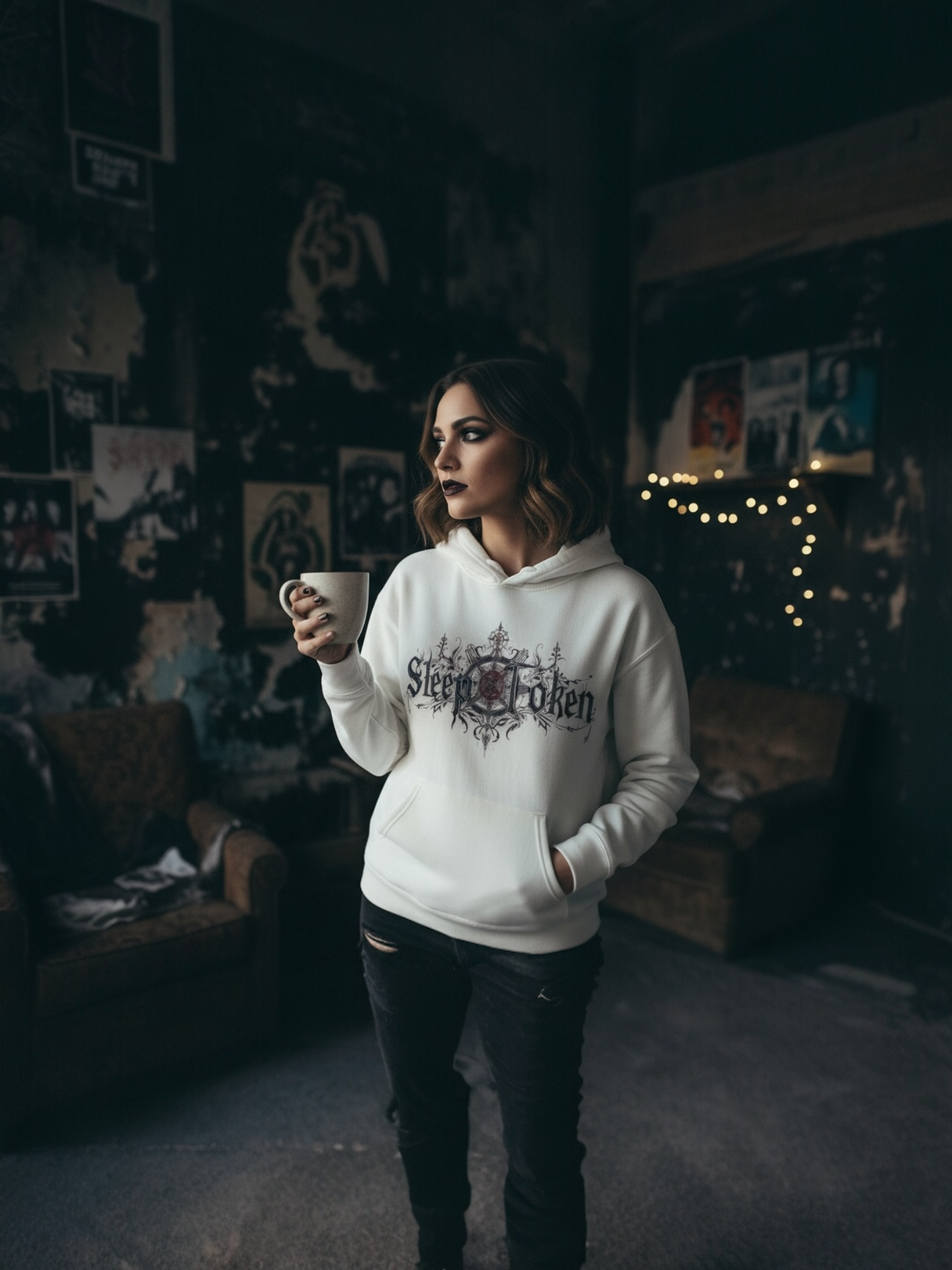 Sleep Token Band Hoodie — Graphic Three-Panel Fleece Pullover product thumbnail image Sleep Token Band Hoodie — Graphic Three-Panel Fleece Pullover product thumbnail image