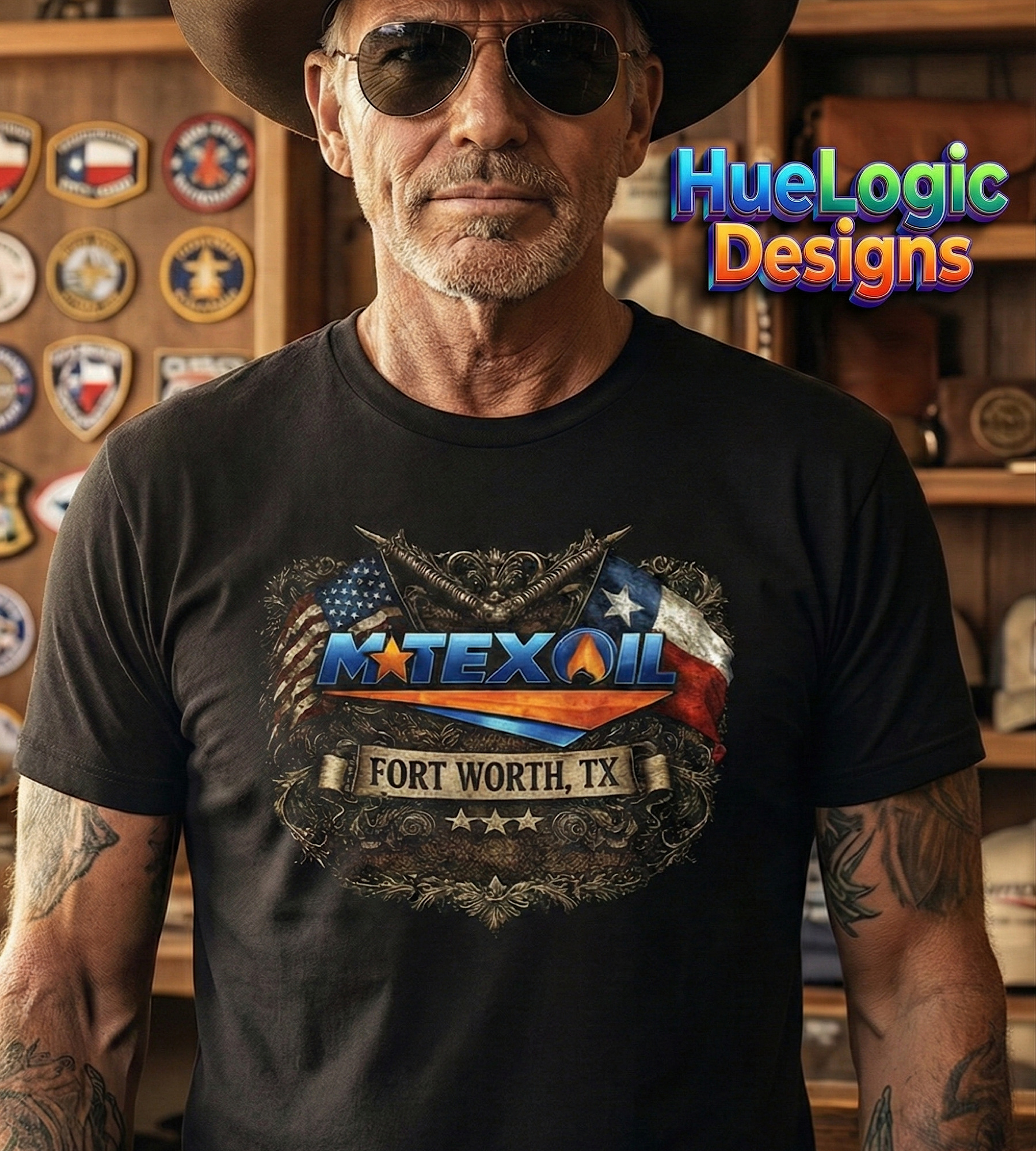 M-Tex Oil Landman Shirt | Texas Patch Cafe Tee | Billy Bob Thornton TV Show