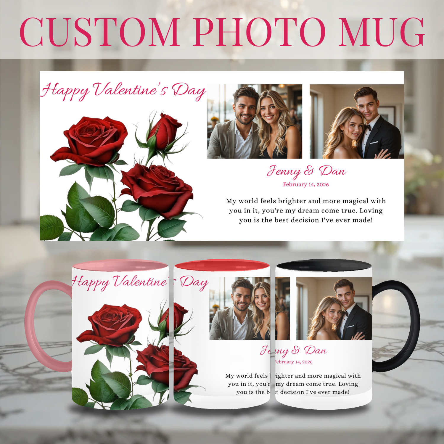 Personalized Photo Mug Gift | Custom Photo & Message Gift | Birthday, Valentine, Anniversary, Couple Personalized Photo Mug Gift | Custom Photo & Message Gift | Birthday, Valentine, Anniversary, Couple