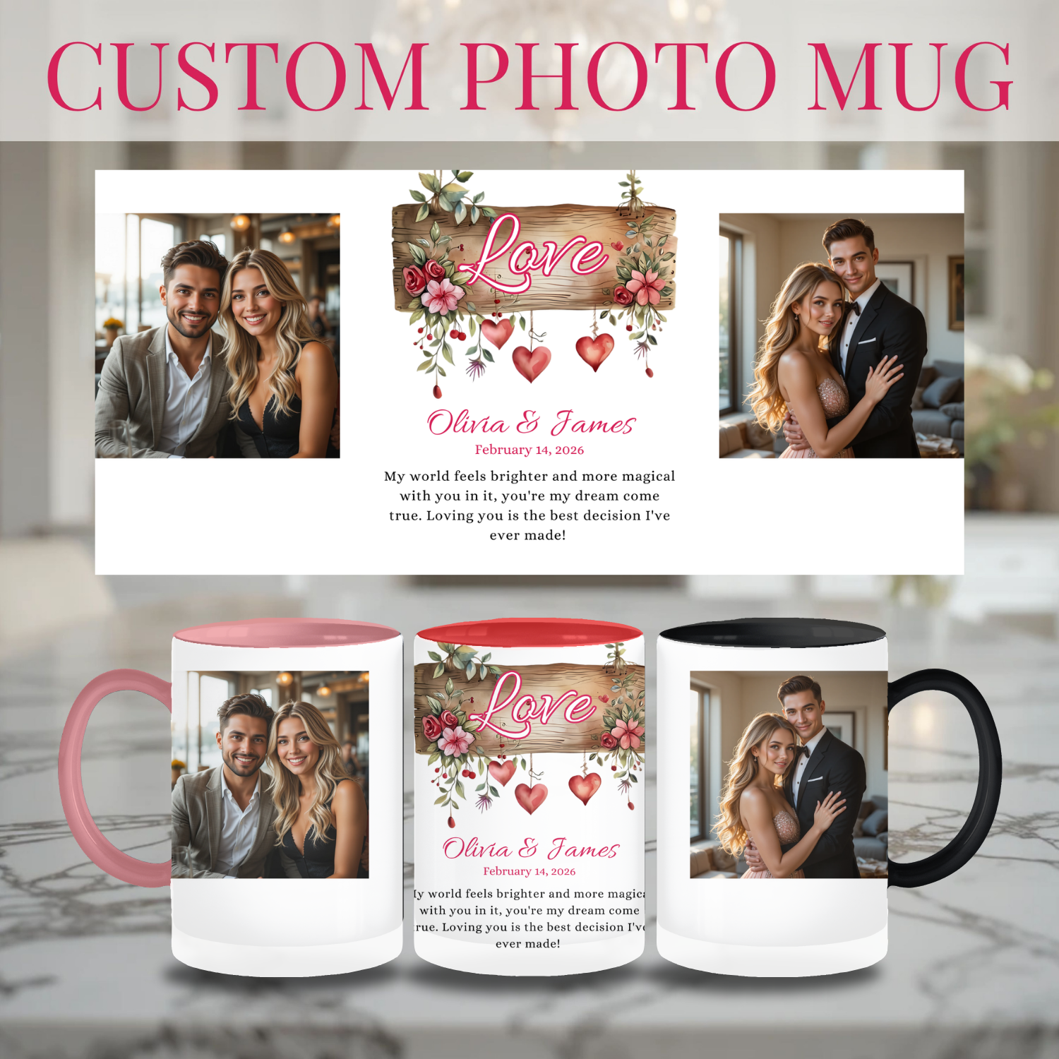 Personalized Photo Mug Gift | Custom Photo & Message Gift | Birthday, Valentine, Anniversary, Couple Personalized Photo Mug Gift | Custom Photo & Message Gift | Birthday, Valentine, Anniversary, Couple