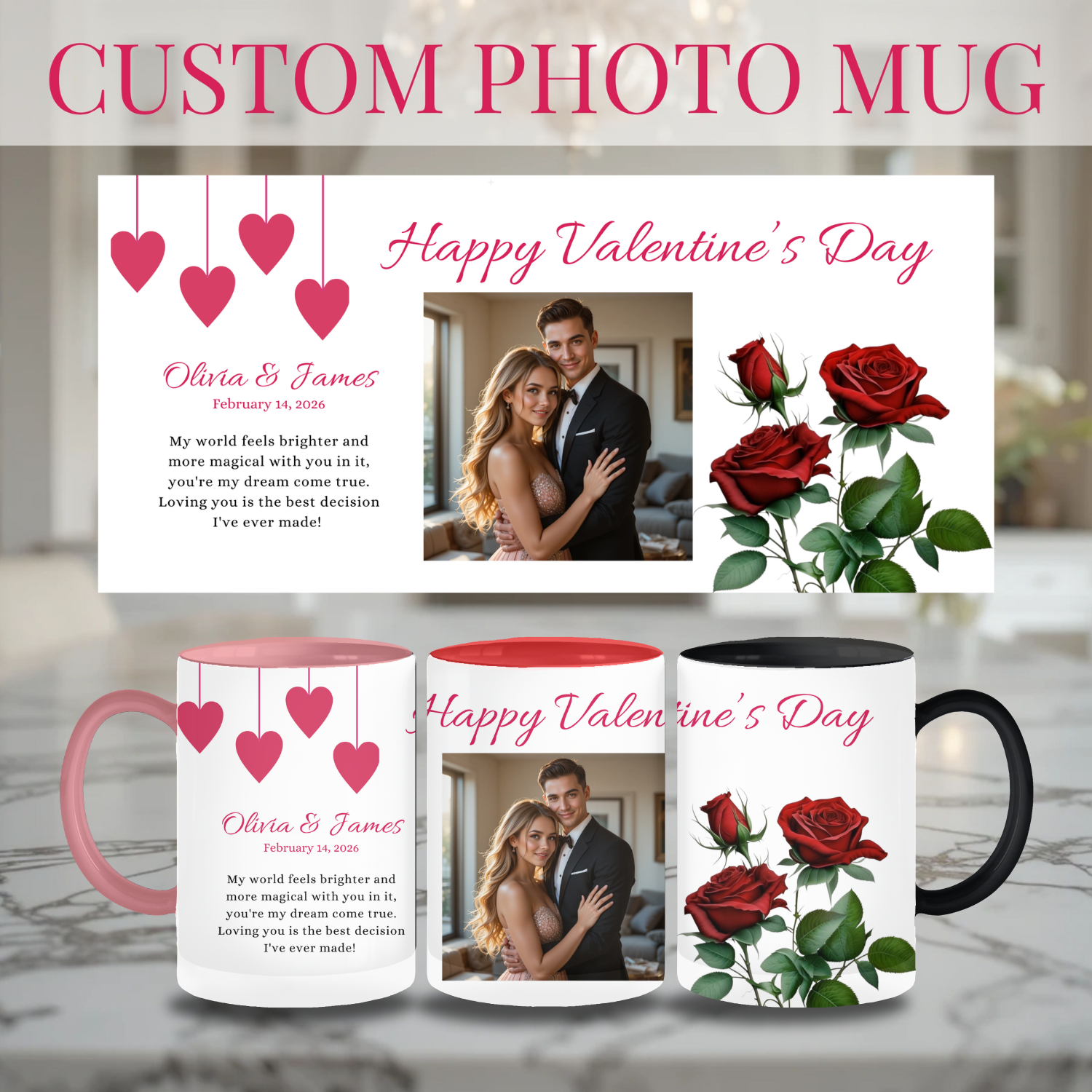 Personalized Photo Mug Gift | Custom Photo & Message Gift | Birthday, Valentine, Anniversary, Couple Personalized Photo Mug Gift | Custom Photo & Message Gift | Birthday, Valentine, Anniversary, Couple
