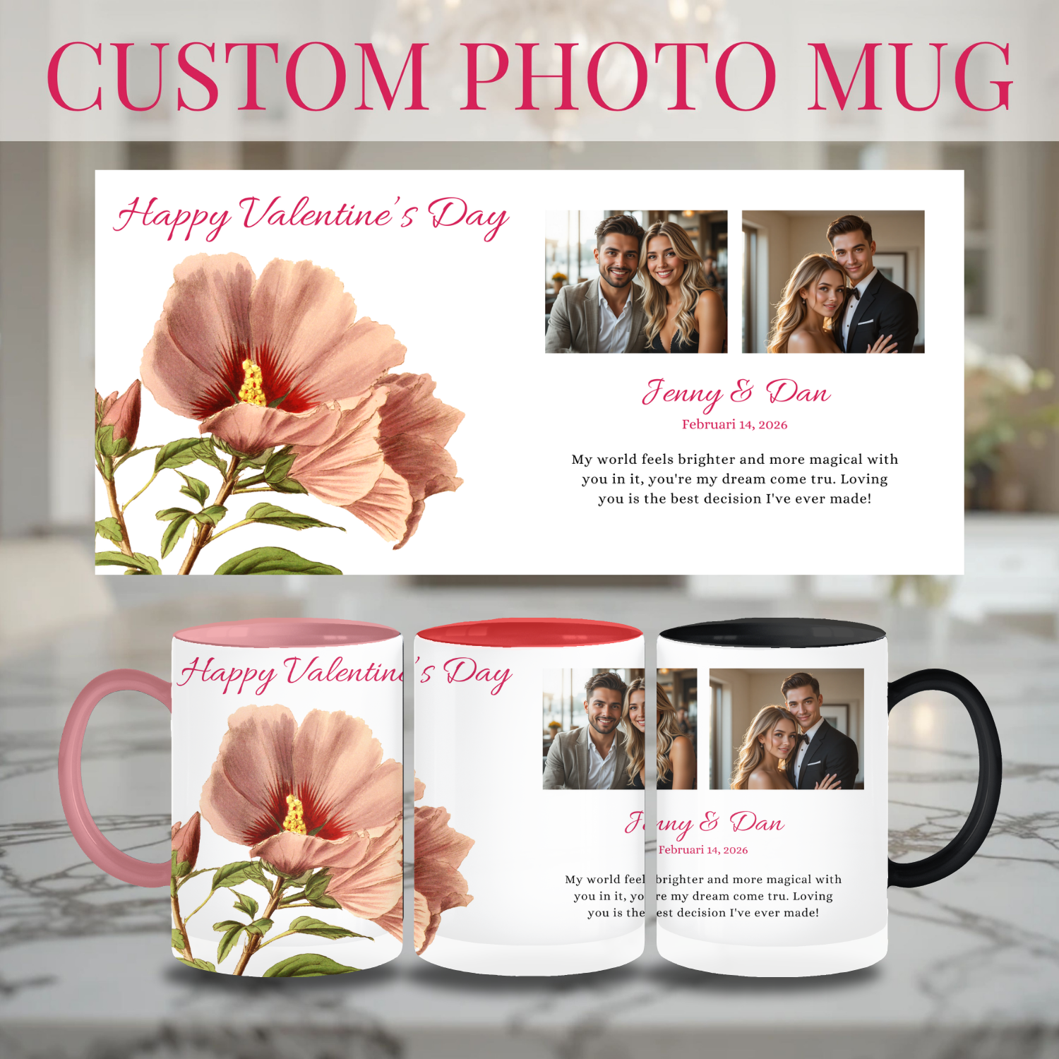 Personalized Photo Mug Gift | Custom Photo &amp; Message Gift | Birthday, Valentine, Anniversary, Couple