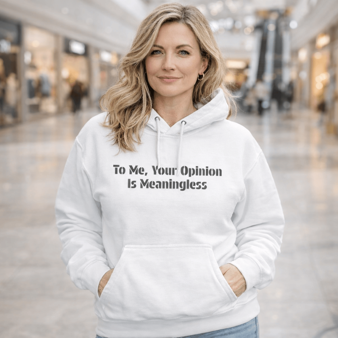 Unisex To Me, Your Opinion Is Meaningless Three-Panel Fleece Hoodie product thumbnail image