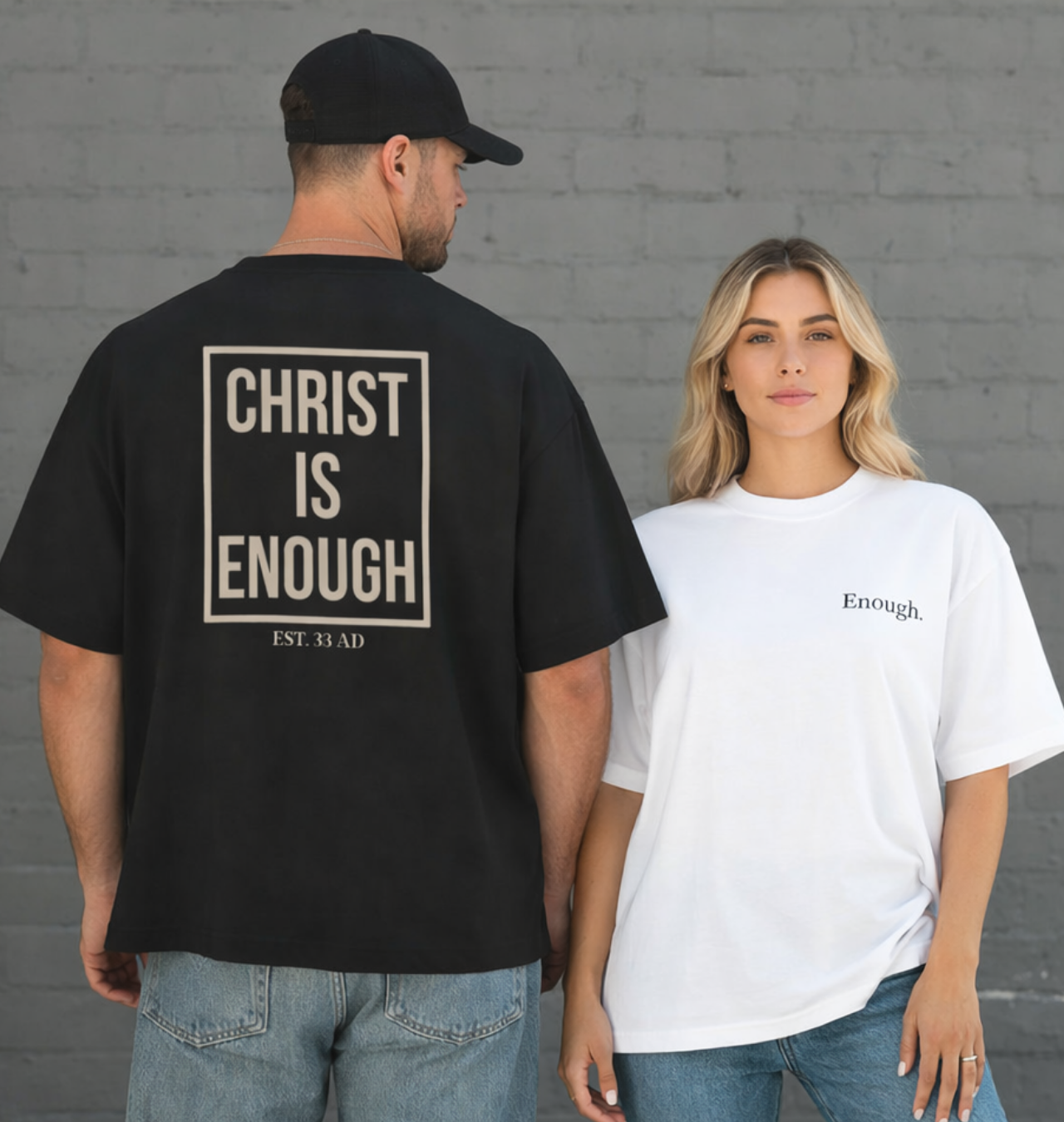 Christ Is Enough Shirt- Oversized Boxy Tee, Bella Canvas 3010 product thumbnail image Christ Is Enough Shirt- Oversized Boxy Tee, Bella Canvas 3010 product thumbnail image