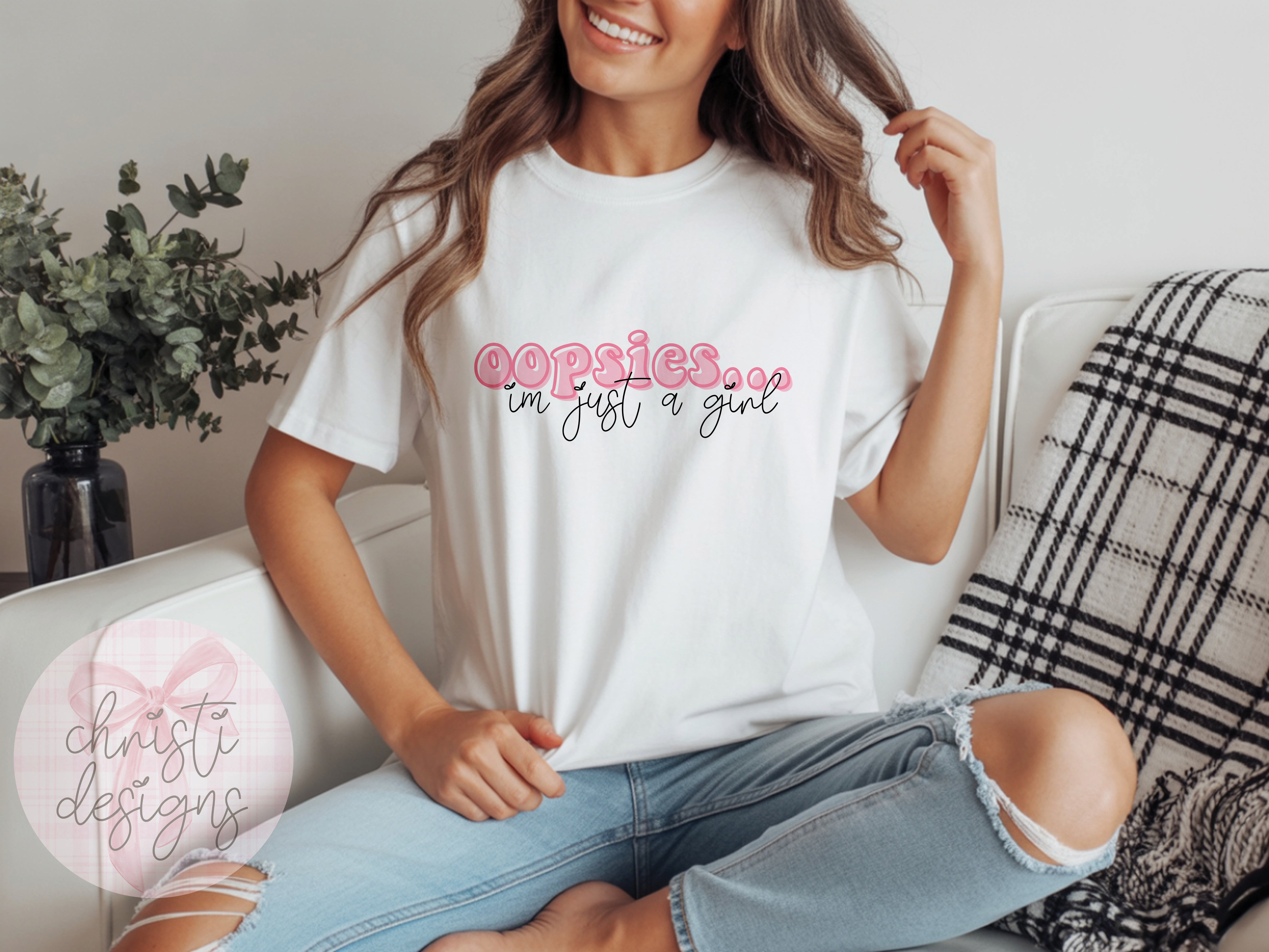 “Oopsies… I’m Just a Girl” Graphic Tee | Coquette Makeup Hearts &amp; Cocktail Aesthetic Shirt