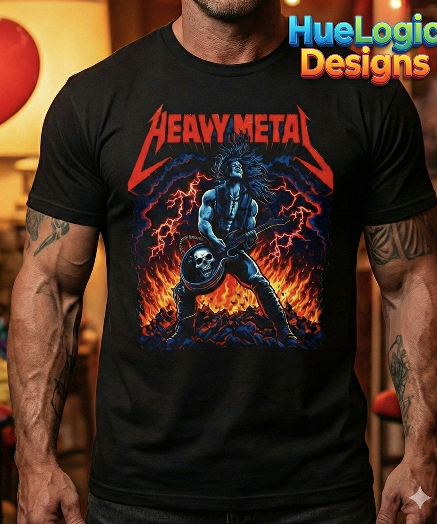 Eddie Munson Heavy Metal Shirt| Stranger Things Hellfire Skull Metal Guitar Tee  product thumbnail image