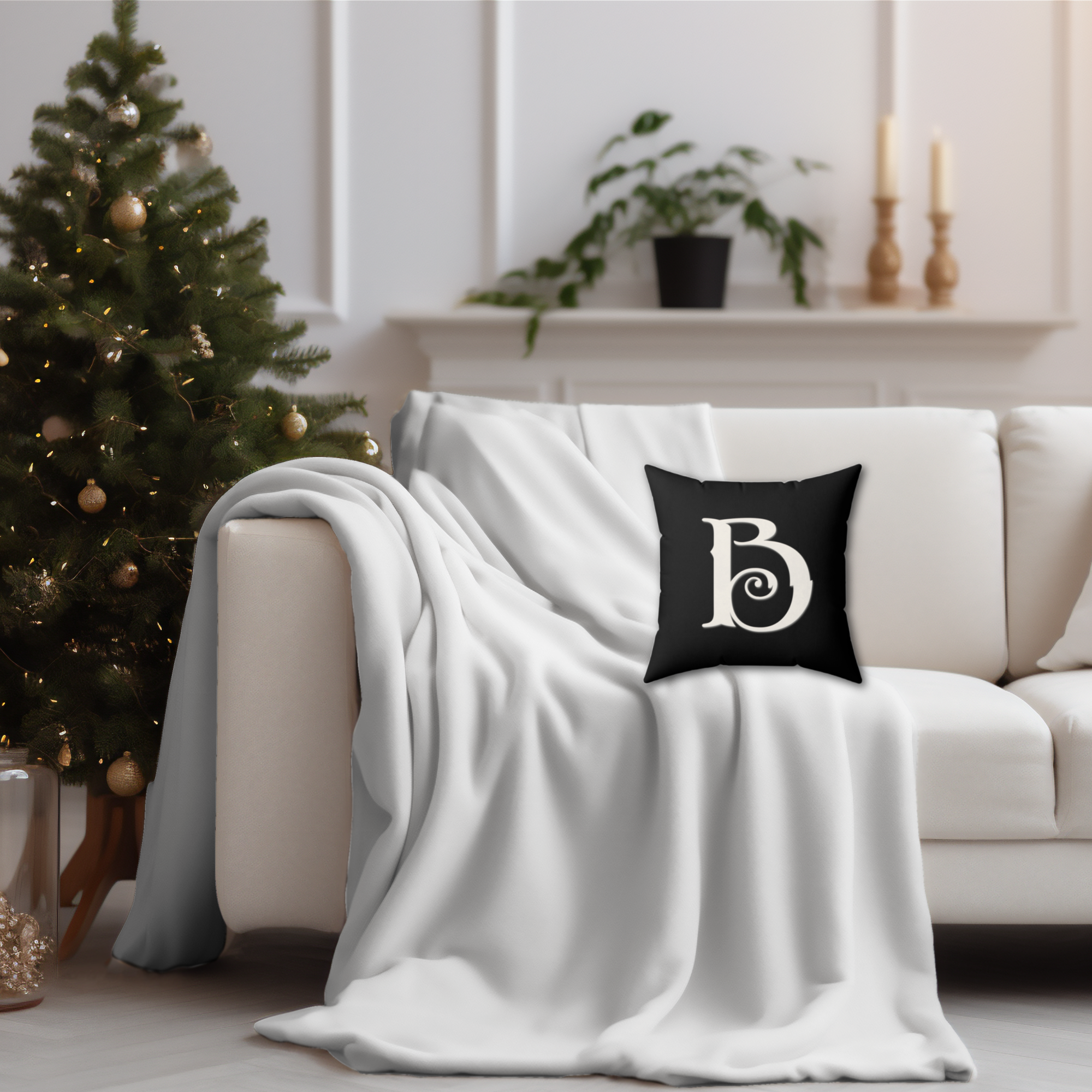 Faux Suede Black Decorative Pillow Monogram Old English B Letter product thumbnail image Faux Suede Black Decorative Pillow Monogram Old English B Letter product thumbnail image
