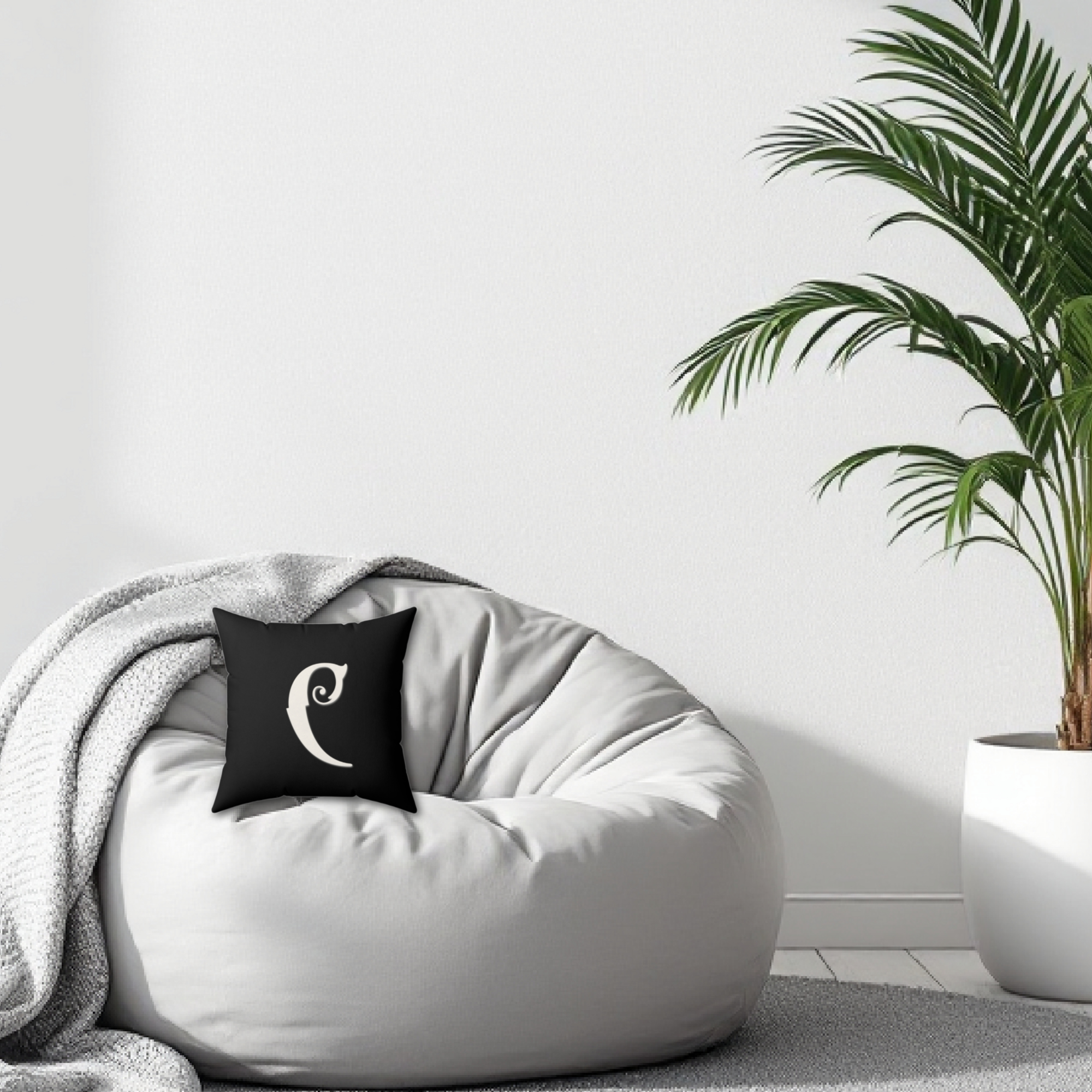 Faux Suede Square Black Pillow Ornate Old English Letter C Monogram product thumbnail image Faux Suede Square Black Pillow Ornate Old English Letter C Monogram product thumbnail image