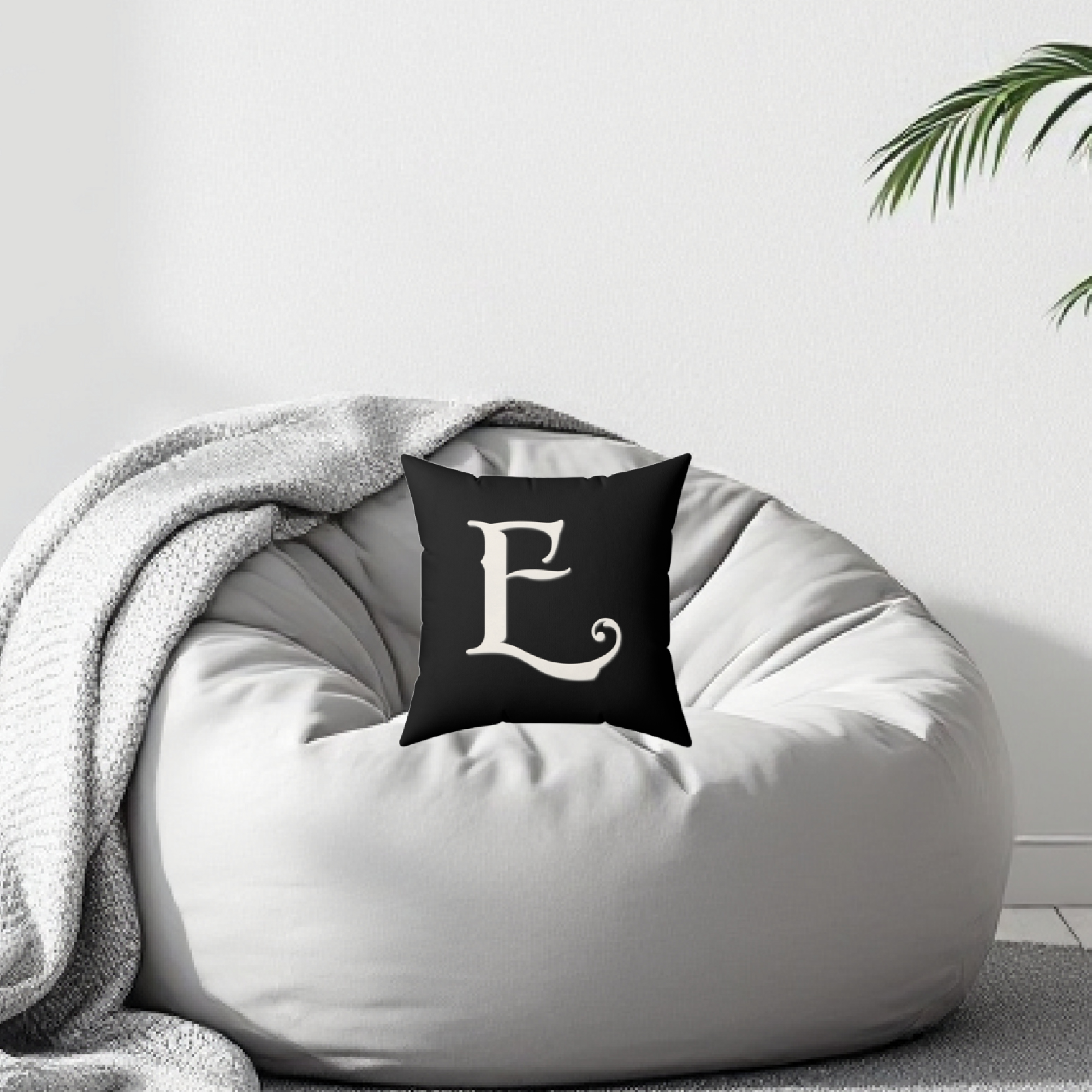 Faux Suede Square Pillow Monogram Old English Letter E product thumbnail image Faux Suede Square Pillow Monogram Old English Letter E product thumbnail image