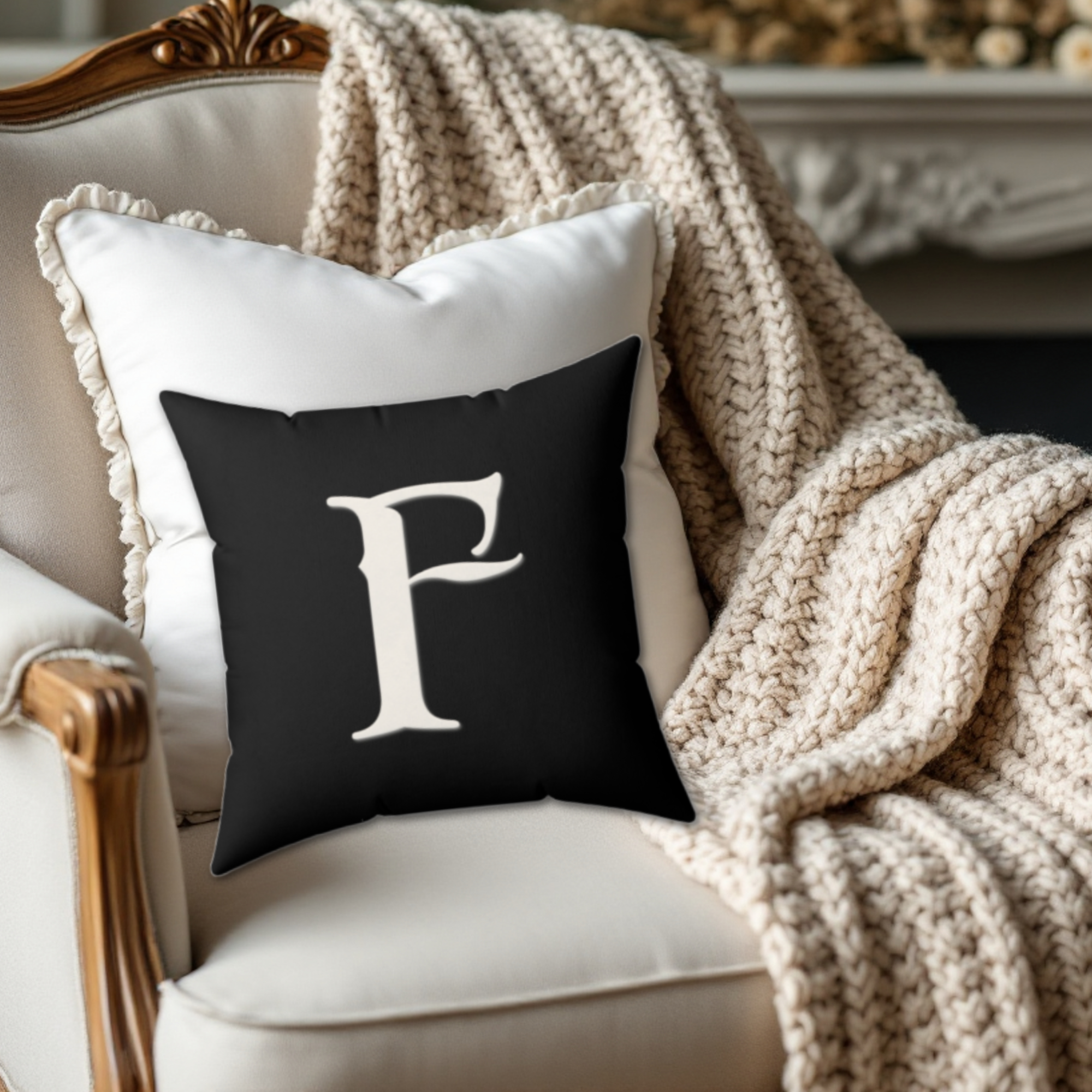 Faux Suede Square Old English Monogram F product thumbnail image Faux Suede Square Old English Monogram F product thumbnail image