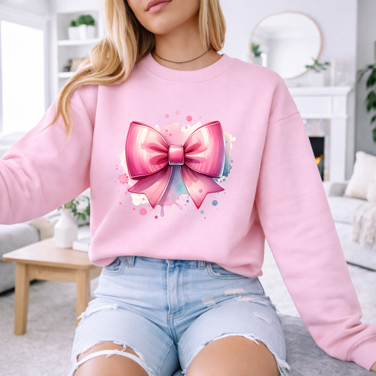 Pink Bow Sweatshirt product thumbnail image