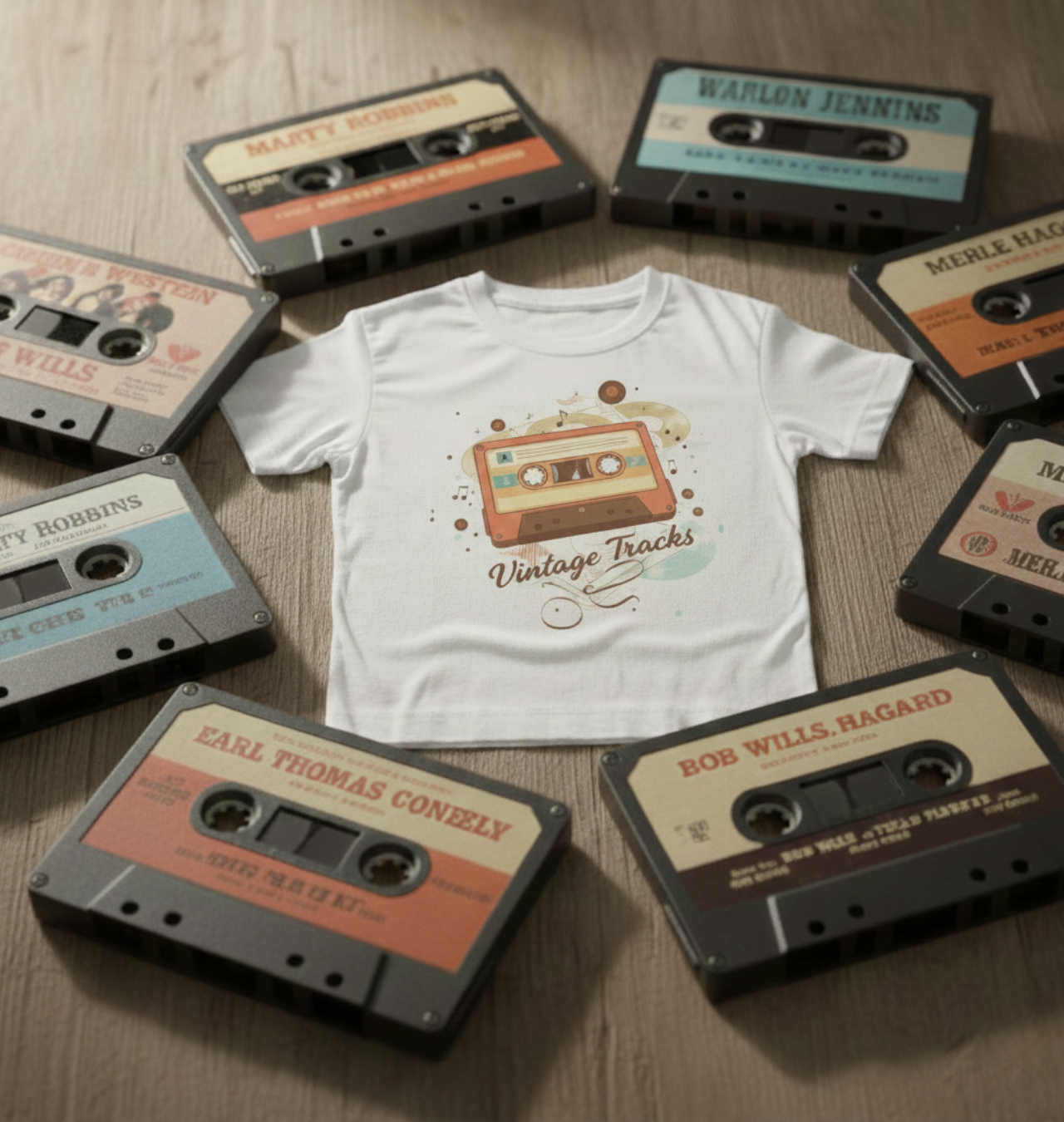 Mixtape Label Tee | Vintage Music Nostalgia, retro record print product thumbnail image