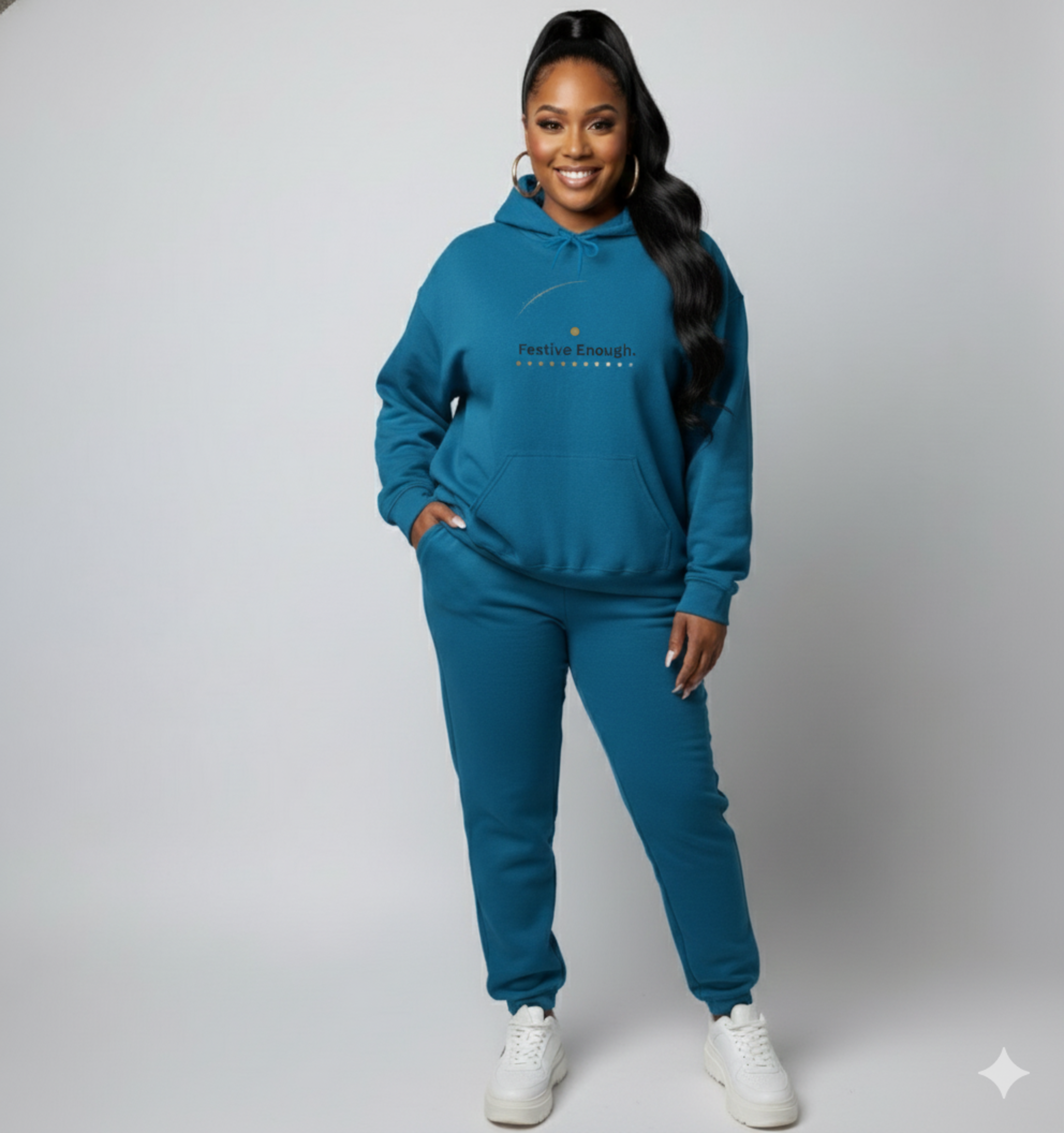 Festive Enough Hoodie — Minimal Holiday Graphic Pullover product thumbnail image Festive Enough Hoodie — Minimal Holiday Graphic Pullover product thumbnail image