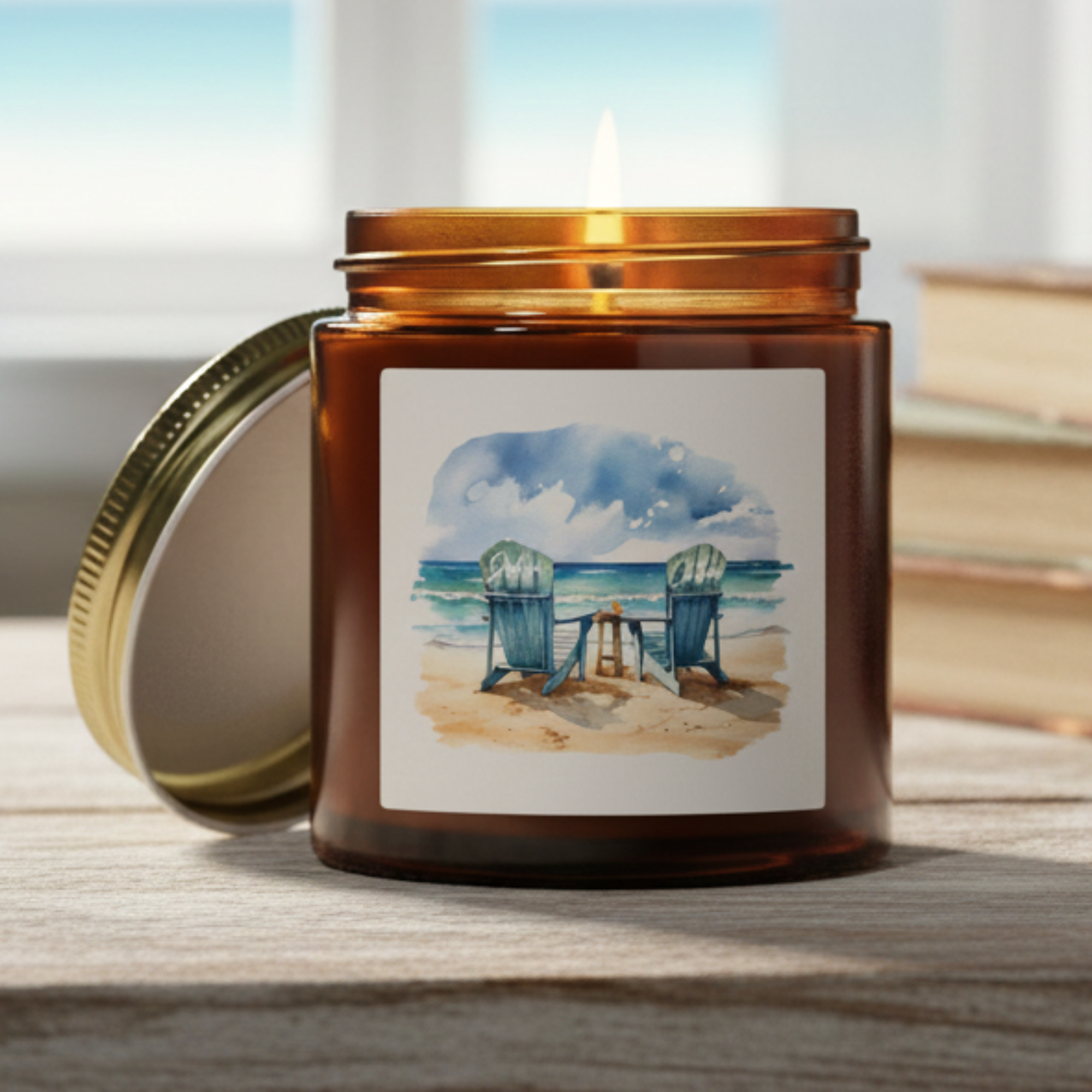 Custom Name Beach Candle | Personalized Coastal Candle | 9oz or 4oz Soy Candle | Amber or Clear Glass | Beach House Gift product thumbnail image Custom Name Beach Candle | Personalized Coastal Candle | 9oz or 4oz Soy Candle | Amber or Clear Glass | Beach House Gift product thumbnail image