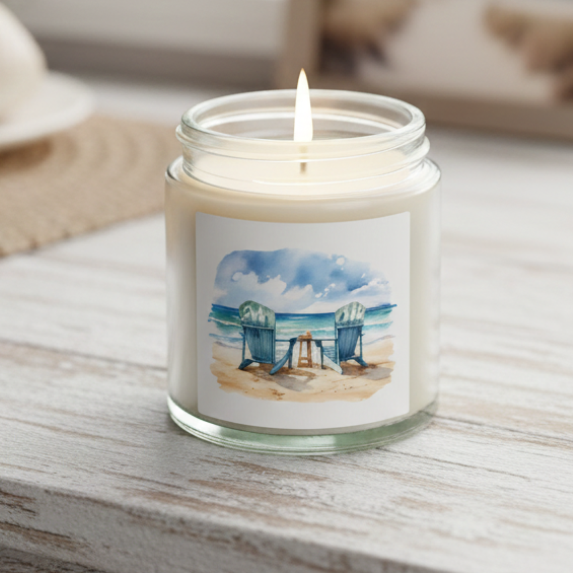 Custom Name Beach Candle | Personalized Coastal Candle | 9oz or 4oz Soy Candle | Amber or Clear Glass | Beach House Gift product thumbnail image