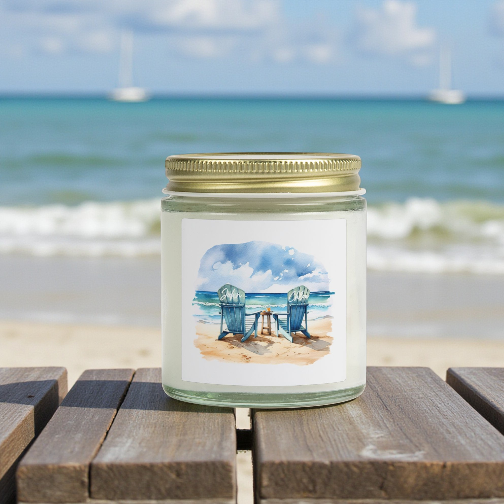 Custom Name Beach Candle | Personalized Coastal Candle | 9oz or 4oz Soy Candle | Amber or Clear Glass | Beach House Gift product thumbnail image Custom Name Beach Candle | Personalized Coastal Candle | 9oz or 4oz Soy Candle | Amber or Clear Glass | Beach House Gift product thumbnail image