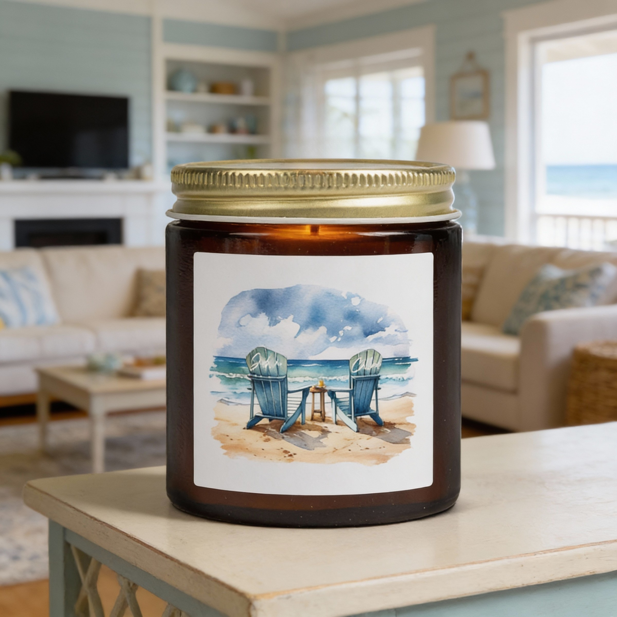 Custom Name Beach Candle | Personalized Coastal Candle | 9oz or 4oz Soy Candle | Amber or Clear Glass | Beach House Gift product thumbnail image Custom Name Beach Candle | Personalized Coastal Candle | 9oz or 4oz Soy Candle | Amber or Clear Glass | Beach House Gift product thumbnail image
