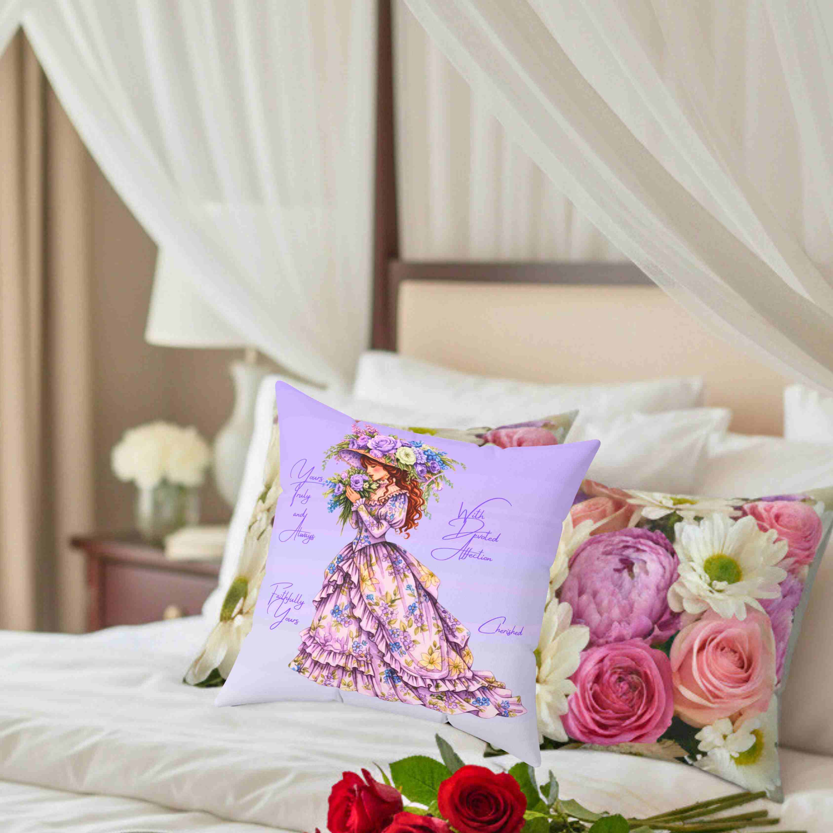 Victorian Lady in Lavender Dress Pillow | Lady in Purple Cushion product thumbnail image Victorian Lady in Lavender Dress Pillow | Lady in Purple Cushion product thumbnail image