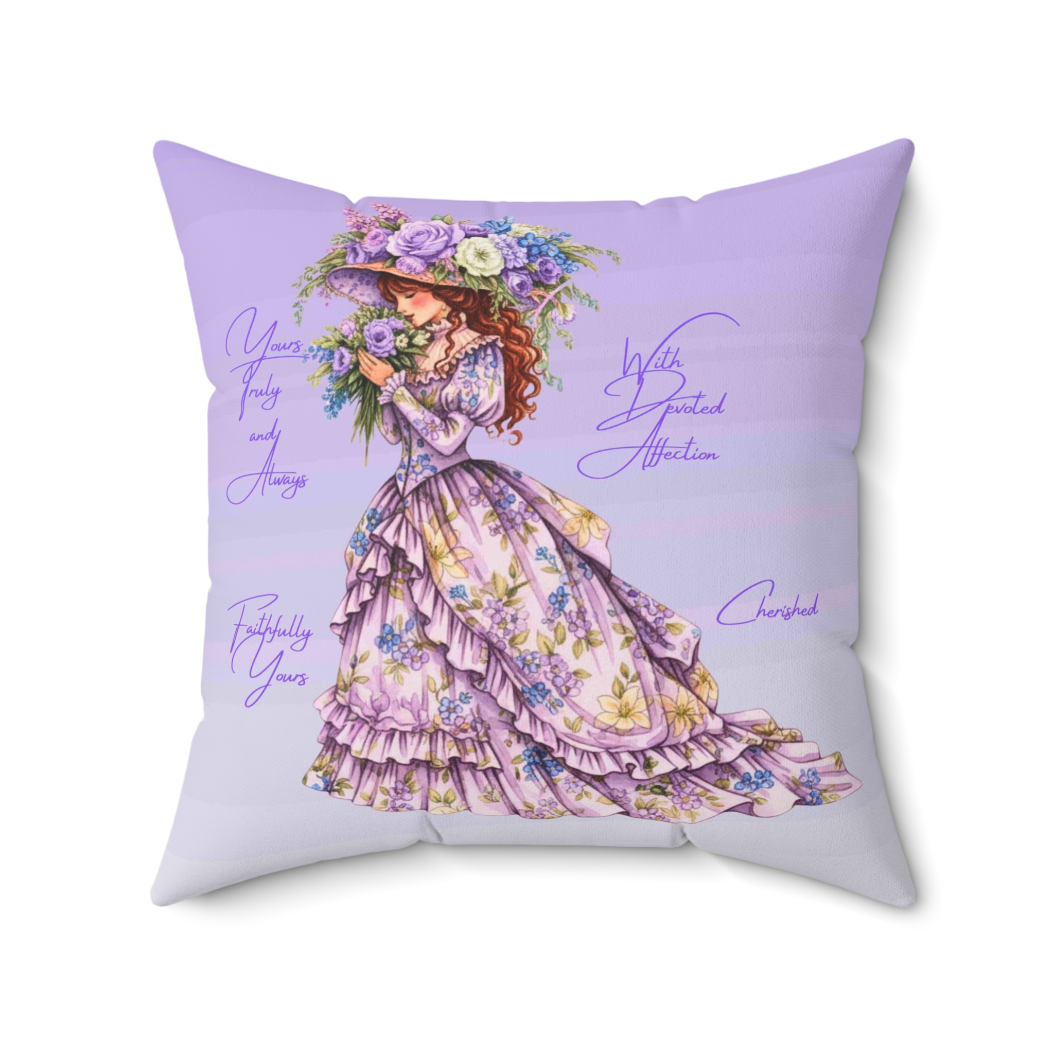 Victorian Lady in Lavender Dress Pillow | Lady in Purple Cushion product thumbnail image Victorian Lady in Lavender Dress Pillow | Lady in Purple Cushion product thumbnail image