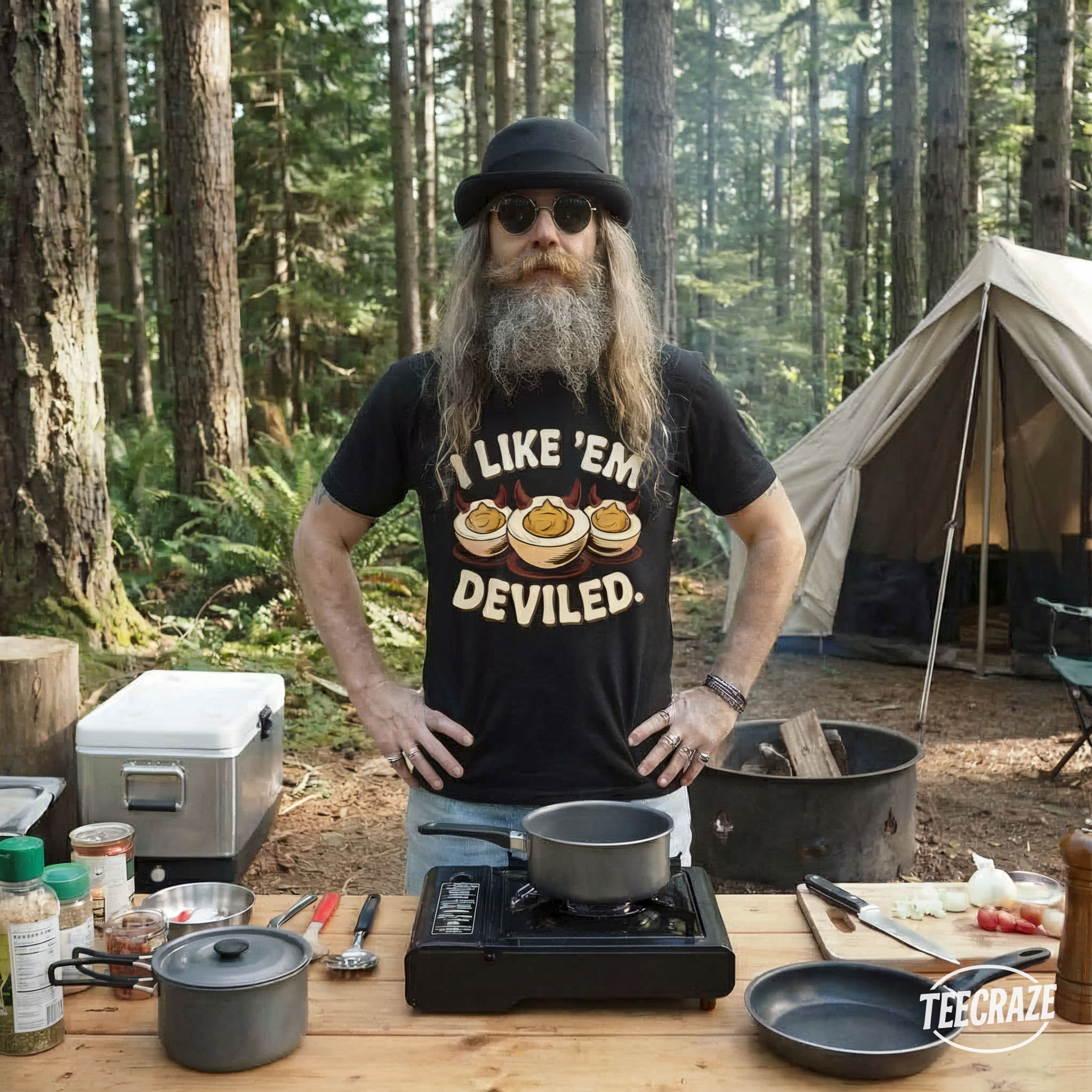 I Like ’Em Deviled – Funny Retro Deviled Egg Unisex T-Shirt product thumbnail image I Like ’Em Deviled – Funny Retro Deviled Egg Unisex T-Shirt product thumbnail image