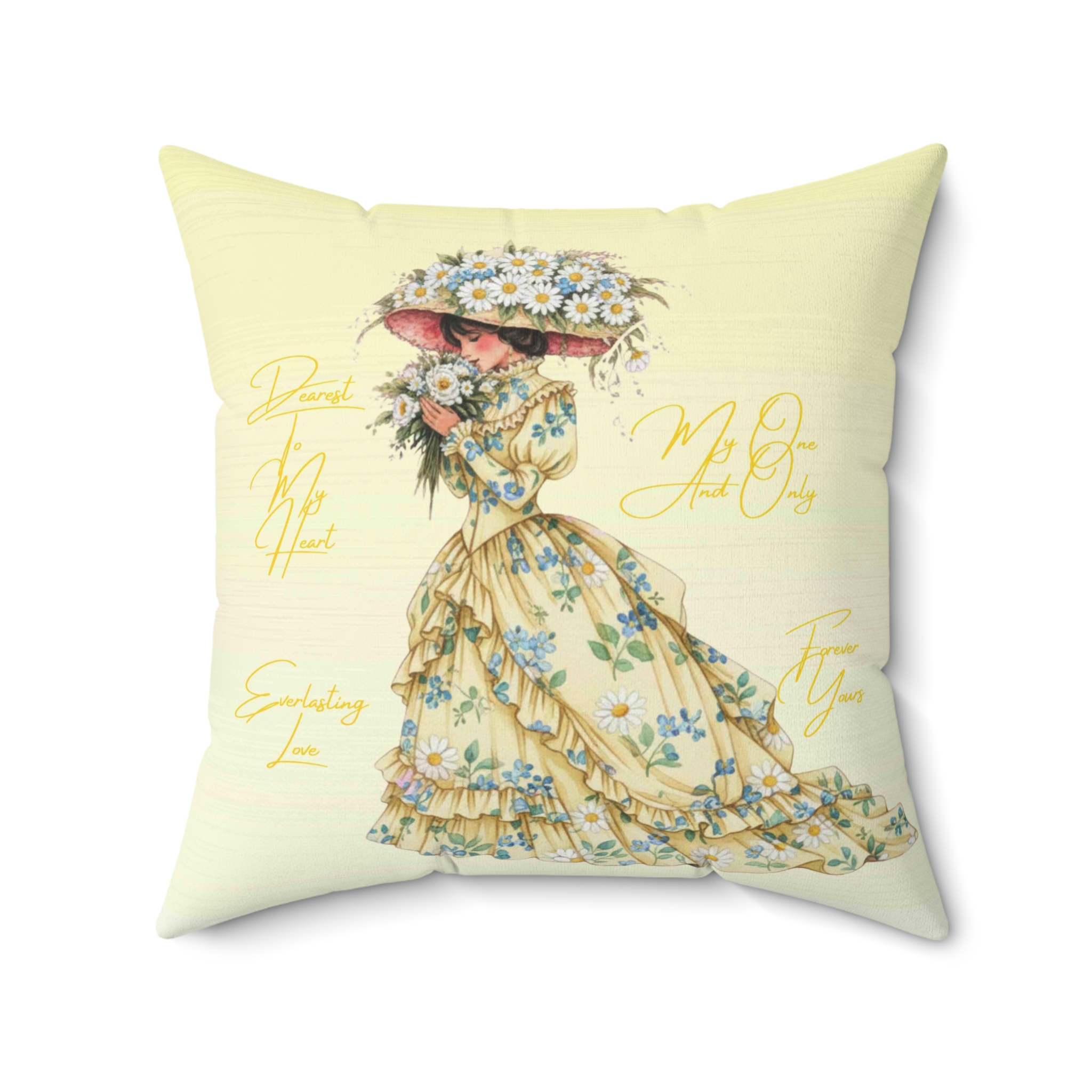 Victorian Floral Lady Pillow | Square Decorative Cushion product thumbnail image Victorian Floral Lady Pillow | Square Decorative Cushion product thumbnail image
