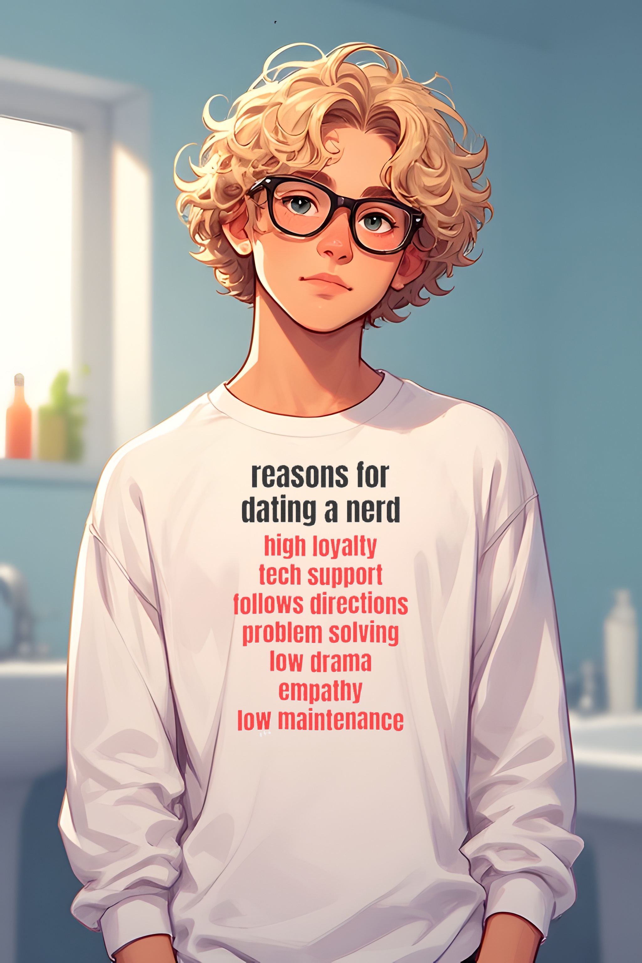 "Reasons for Dating a Nerd" Long Sleeve T-Shirt - Graphic (tech support, low drama, high loyalty) product thumbnail image "Reasons for Dating a Nerd" Long Sleeve T-Shirt - Graphic (tech support, low drama, high loyalty) product thumbnail image