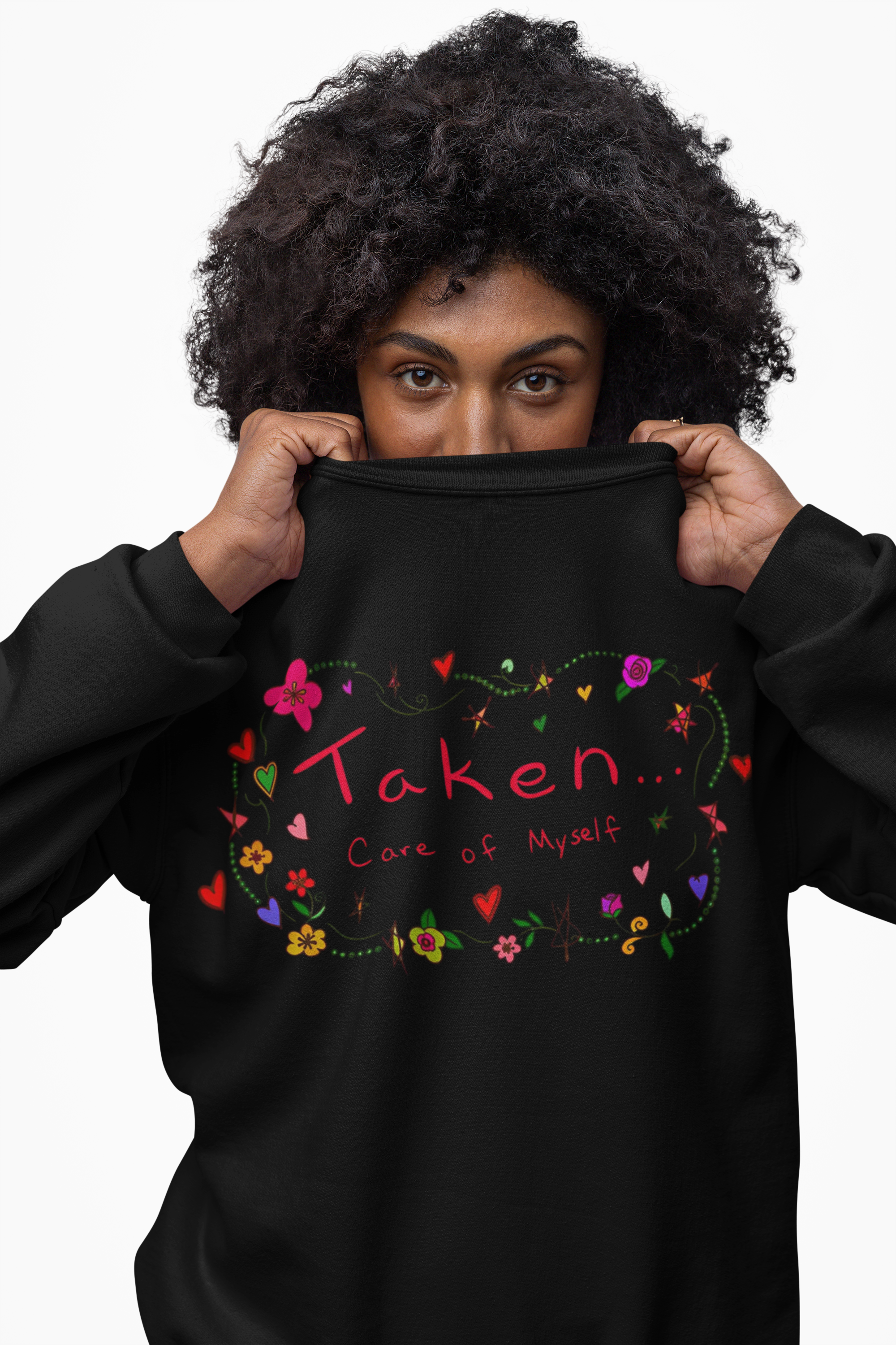 Taken Care of myself love wreath Sweatshirt | floral hearts, romantic script product thumbnail image