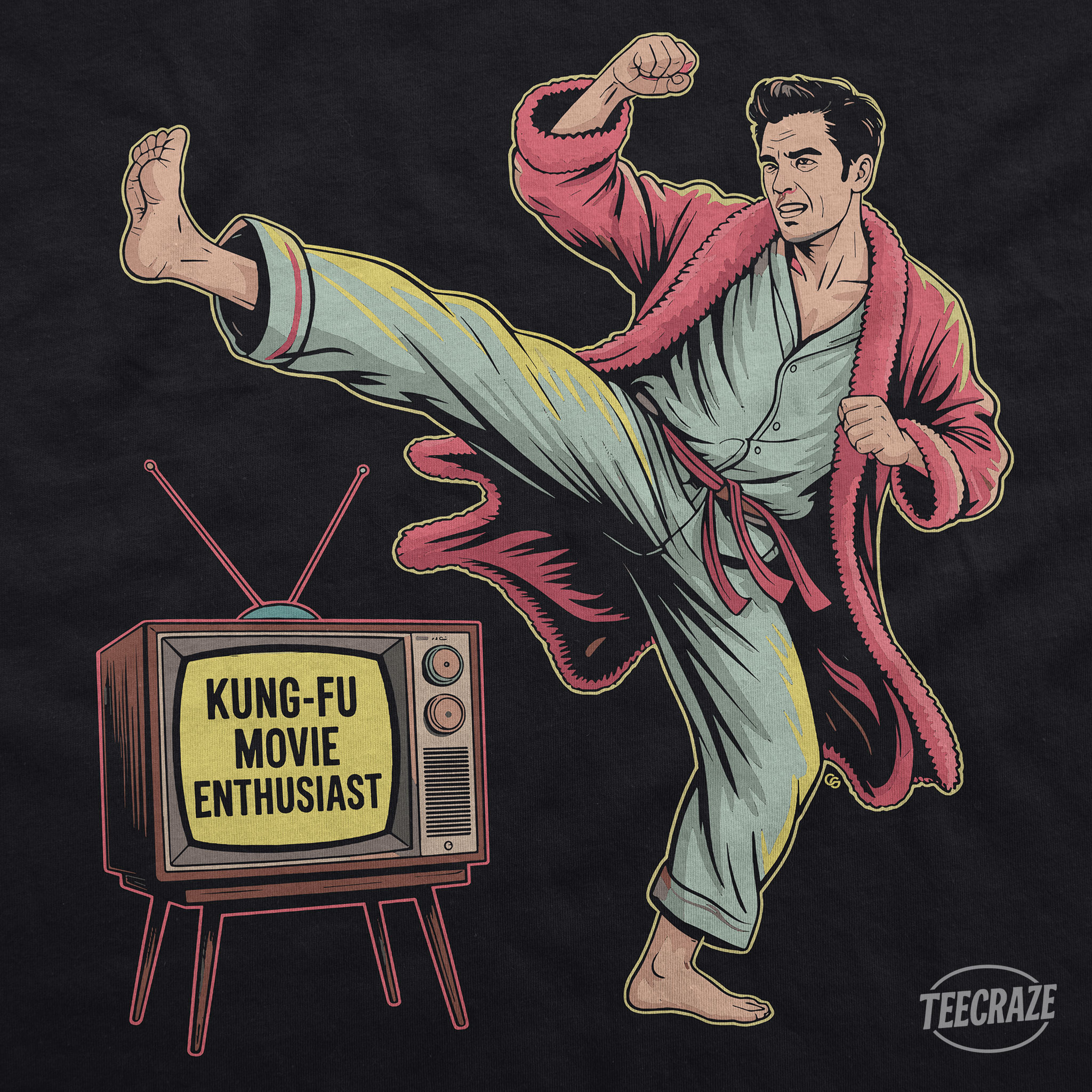 Kung-Fu Movie Enthusiast - Retro Martial Arts Kick Unisex T-Shirt product thumbnail image