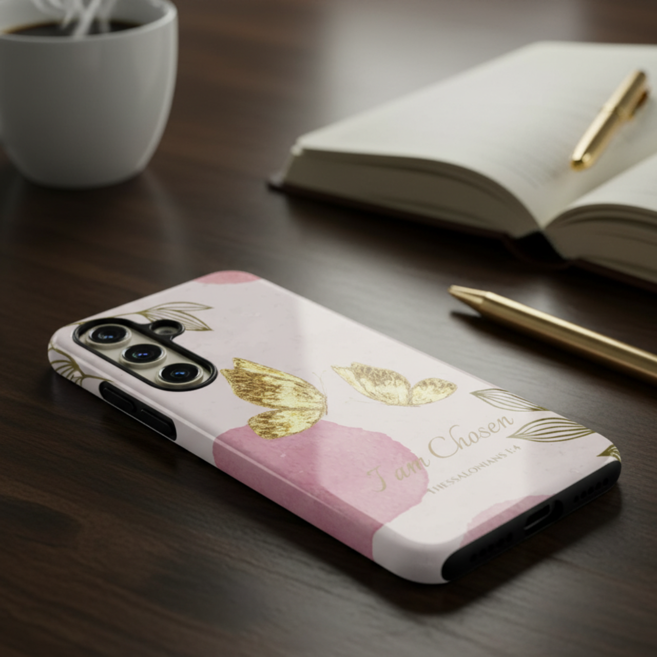 Tough Phone Case Gold Butterfly Pink Watercolor Aesthetic | Bible Verse Scripture I Am Chosen | Gift for iPhone 17 16 15 Pro Max Samsung Galaxy S25 Google Pixel product thumbnail image Tough Phone Case Gold Butterfly Pink Watercolor Aesthetic | Bible Verse Scripture I Am Chosen | Gift for iPhone 17 16 15 Pro Max Samsung Galaxy S25 Google Pixel product thumbnail image