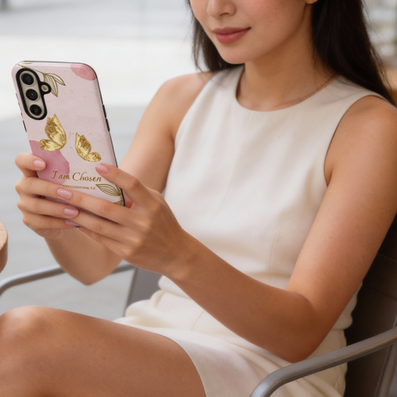 Tough Phone Case Gold Butterfly Pink Watercolor Aesthetic | Bible Verse Scripture I Am Chosen | Gift for iPhone 17 16 15 Pro Max Samsung Galaxy S25 Google Pixel product thumbnail image Tough Phone Case Gold Butterfly Pink Watercolor Aesthetic | Bible Verse Scripture I Am Chosen | Gift for iPhone 17 16 15 Pro Max Samsung Galaxy S25 Google Pixel product thumbnail image