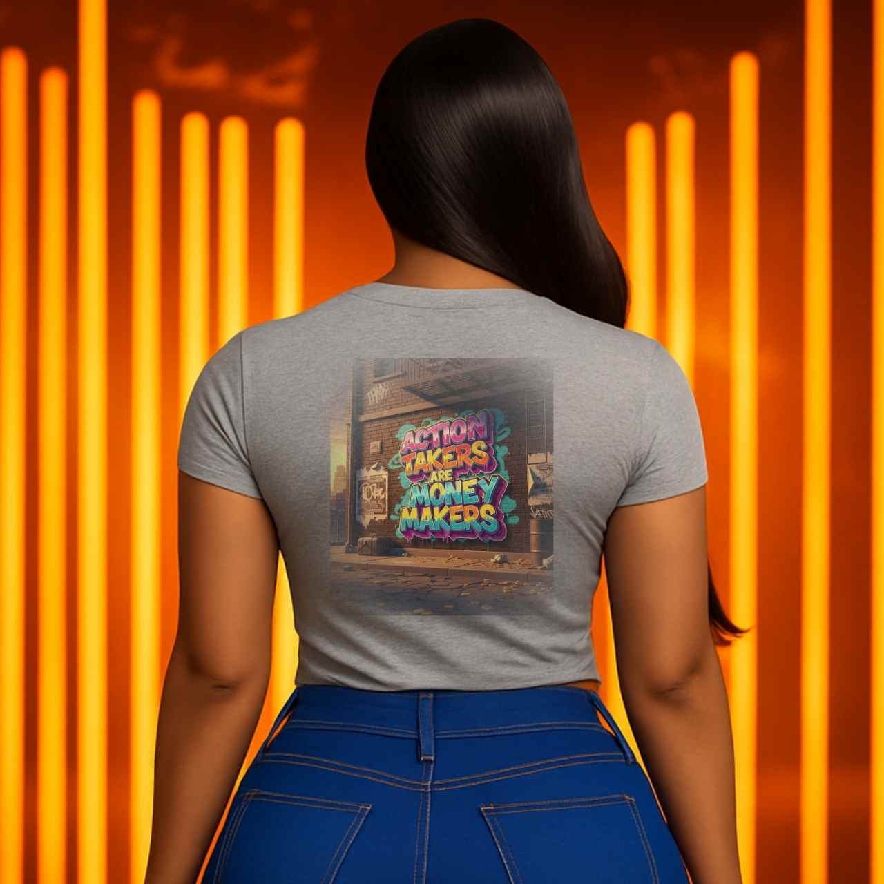 Action Takers Are Money Makers Graphic Tee – Motivational Streetwear T-Shirt for Hustlers &amp; Boss Energy product thumbnail image