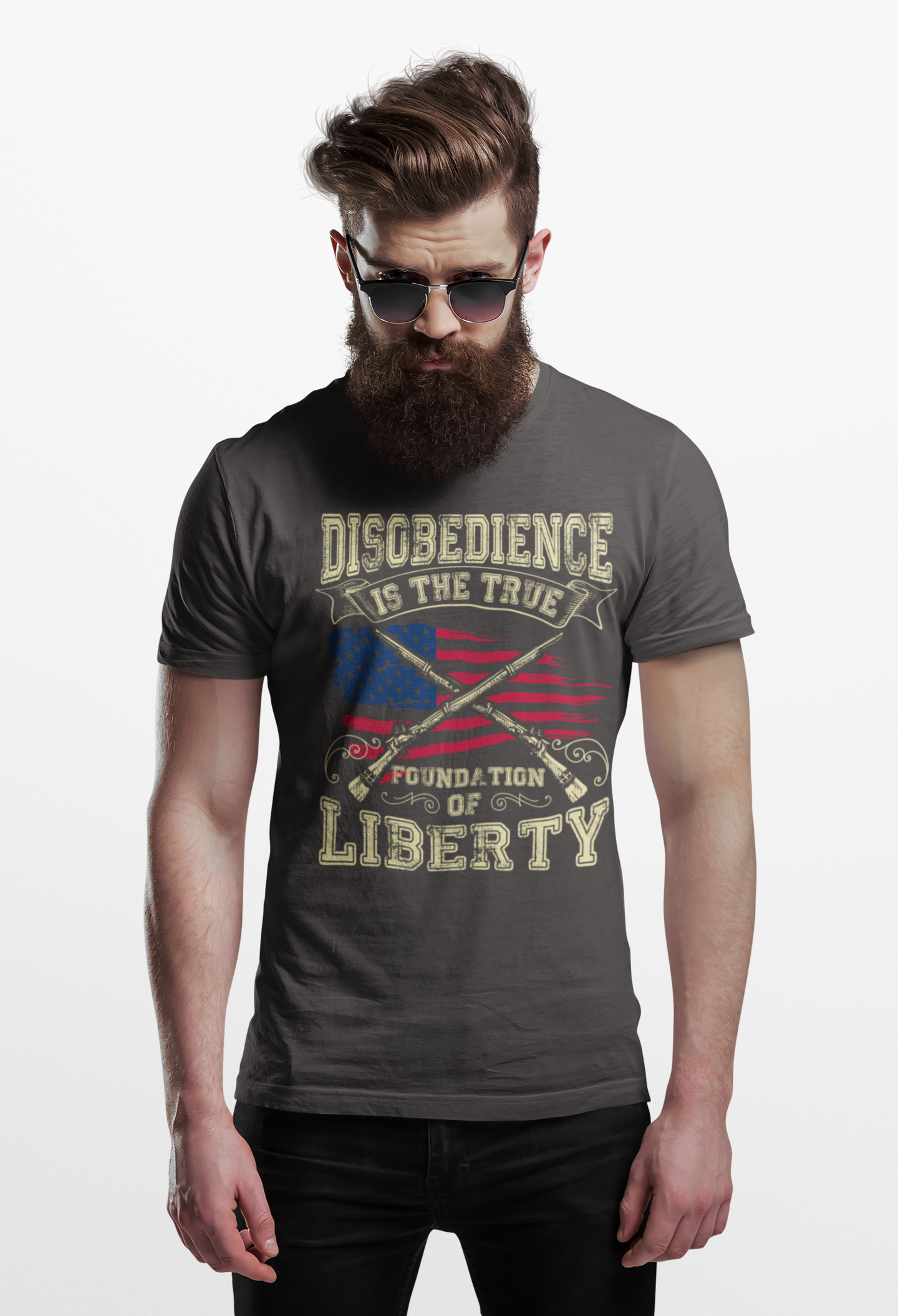 Liberty Disobedience T-Shirt — Vintage Flag &amp; Crossed Rifles Design