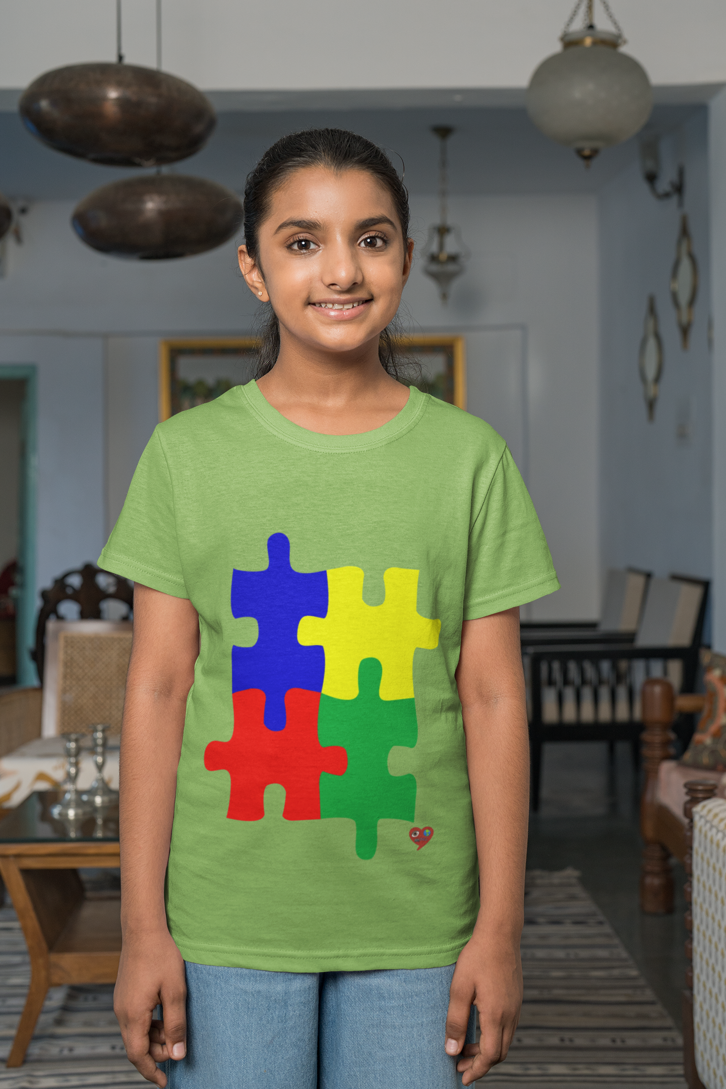 Autism Puzzle Kids Tee — Colorful Puzzle Piece Design product thumbnail image