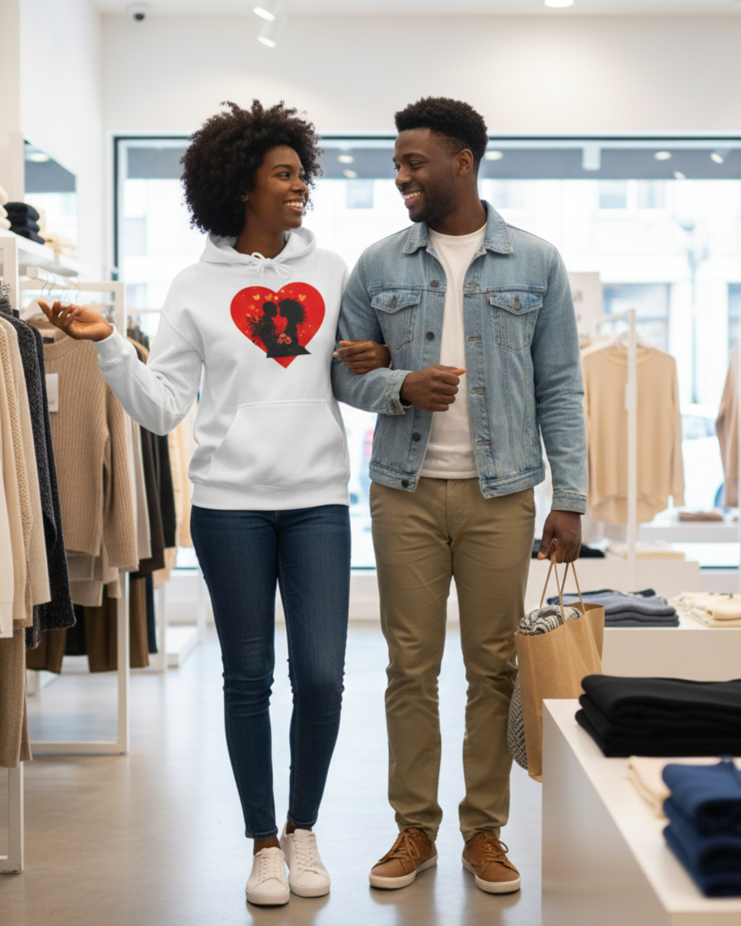 Black Love Hoodie - Heart Silhouette Couple Valentine Sweatshirt product thumbnail image